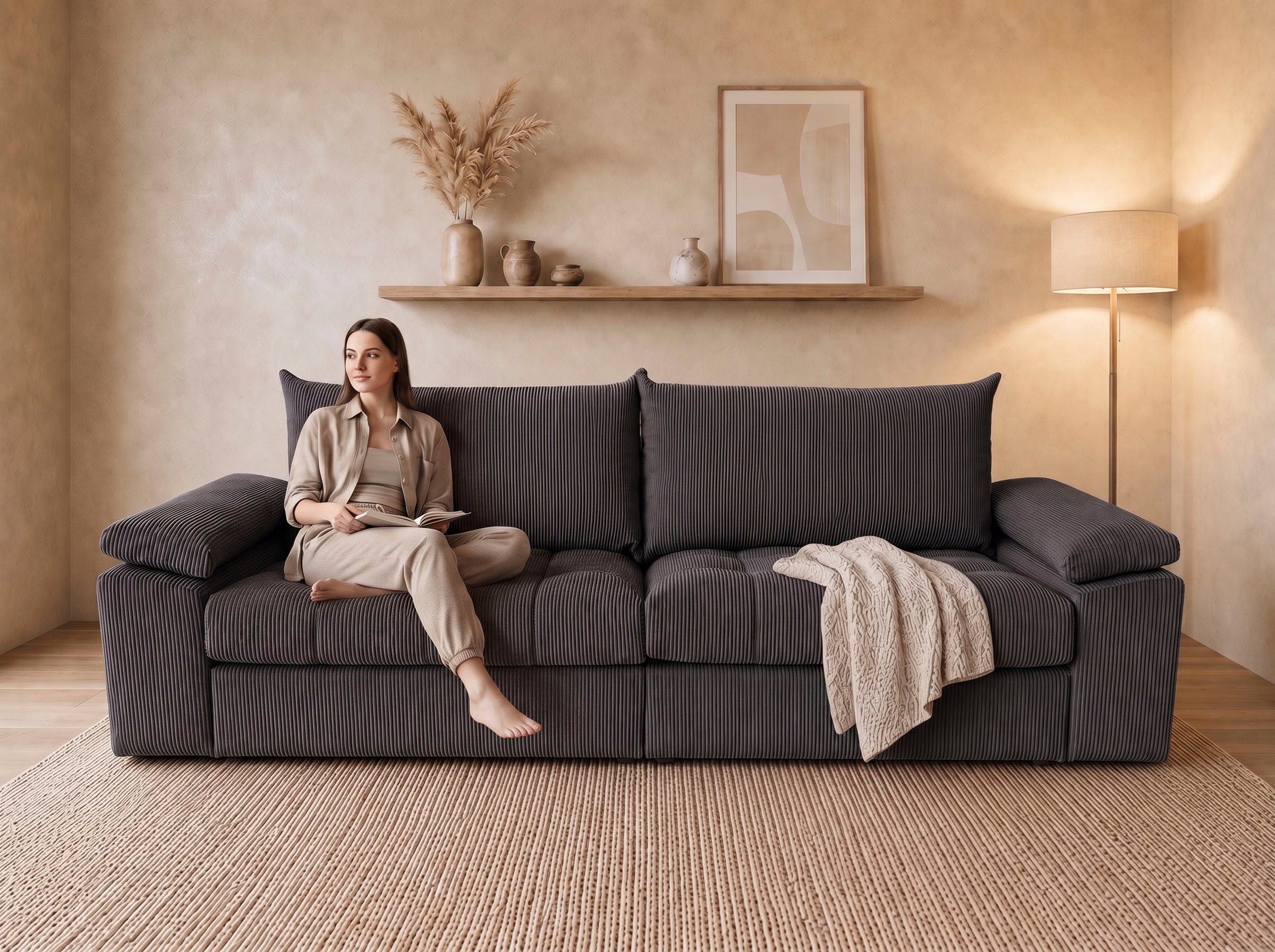OTTO home Big-Sofa Soft&Cosy Pik XXL, B: 303 cm, Mega Sofa in Cord, Lounge-Komfort mit edler Sitzsteppung, Federkern
