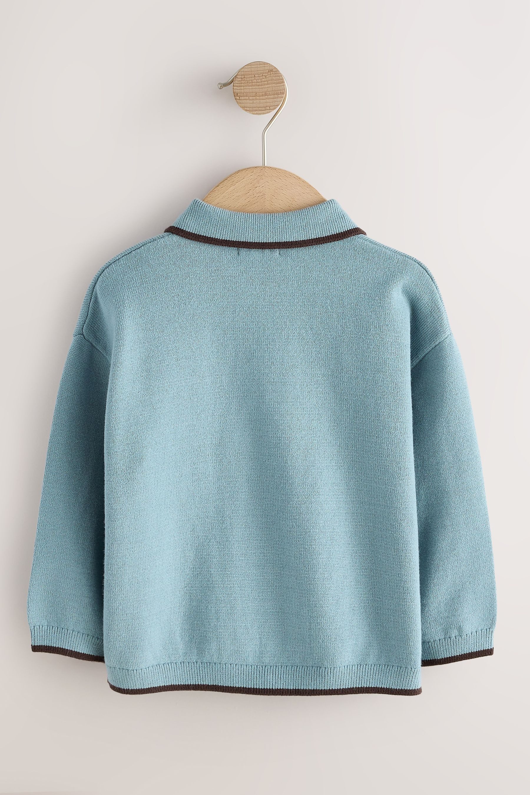Next Polokragenpullover Strick-Poloshirt mit RV-Kragen und Randstreifen (1-tlg) – Bild 2 von 5