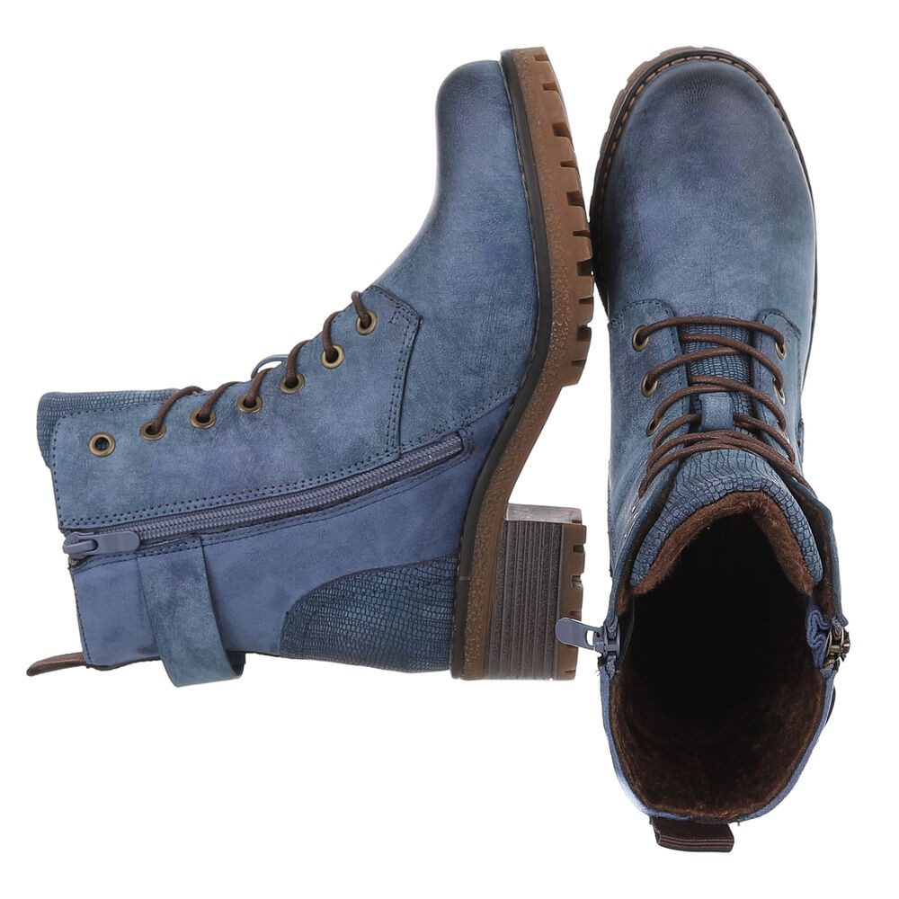 Ital-Design Damen Stiefel mit Reißverschluss und Schnürung Schnürstiefelett günstig online kaufen