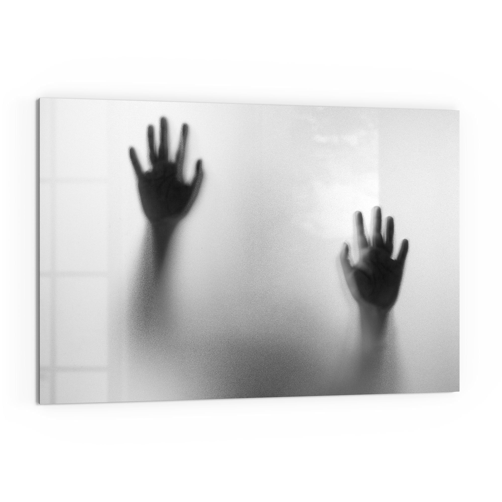 DEQORI Küchenrückwand 'Zwei Schattenhände', Glas Spritzschutz Badrückwand Herdblende