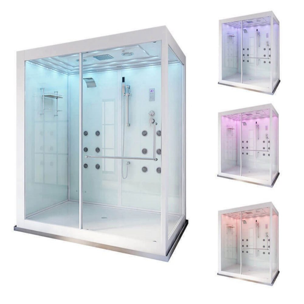 DEKO VERTRIEB BAYERN Dampfdusche XXL Luxus LED Dampfdusche-Dampfsauna 180x130 Kombi Dusche SET+Radio