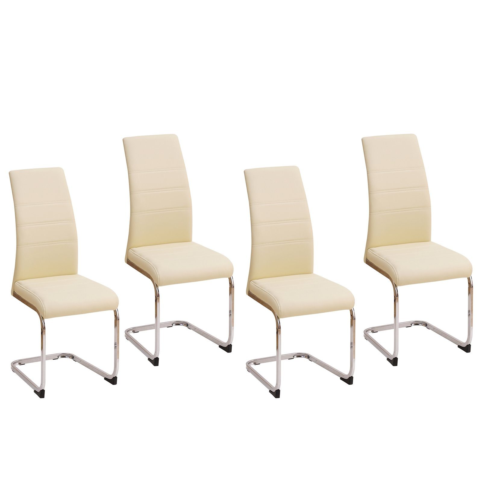 HTI-Line Esszimmerstuhl Schwingstuhl SallyC PU 4er (Set, 4 St), Freischwinger Esszimmerstuhl Kunstleder Beige