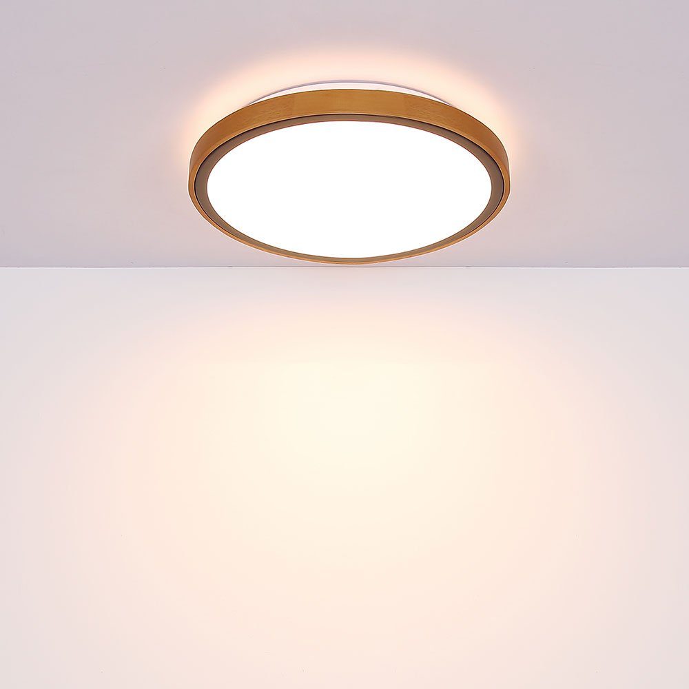 Globo LED Deckenleuchte, LED-Leuchtmittel fest Tageslichtweiß, Holzleuchte Deckenleuchte Neutralweiß, verbaut, Warmweiß, Kaltweiß, Wohnzimmerlampe