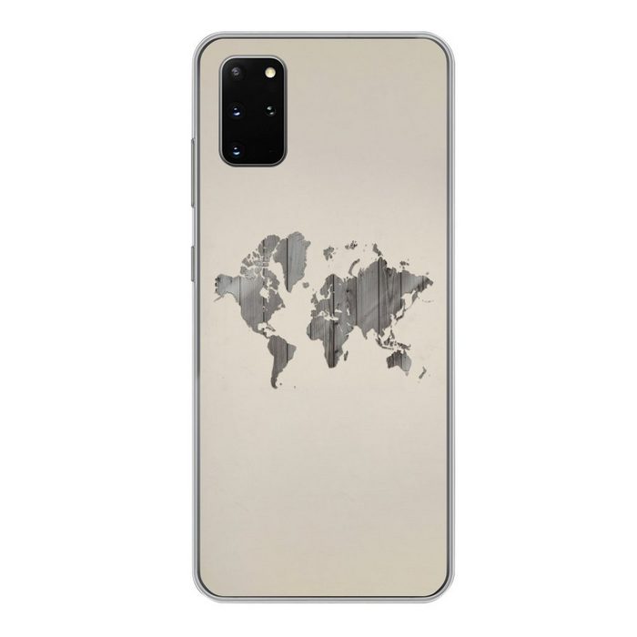 MuchoWow Handyhülle Weltkarte - Holz - Regal Phone Case Handyhülle Samsung Galaxy S20 Plus Silikon Schutzhülle