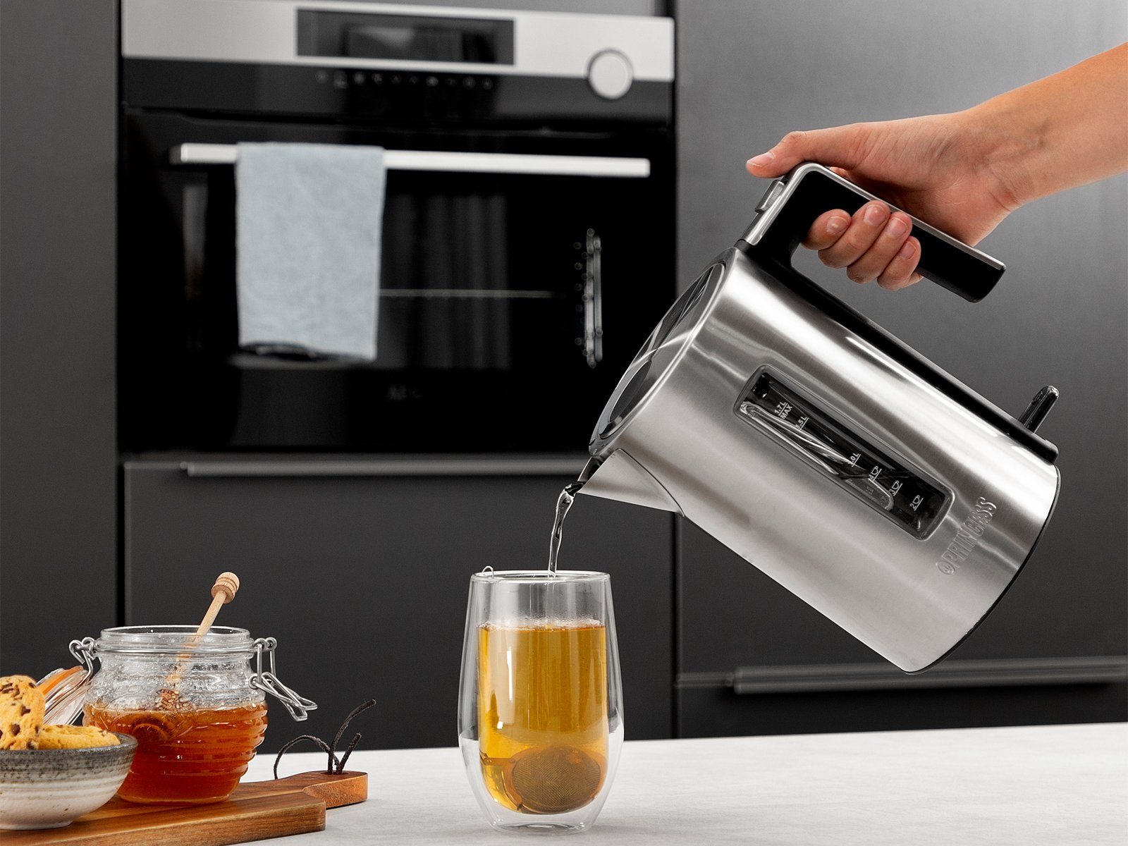 Wasserkocher W, PRINCESS & Doppelschlitz, Kabel 1,7 Toaster, Toastmaschine ohne Liter 850 Frühstück-SET Toster