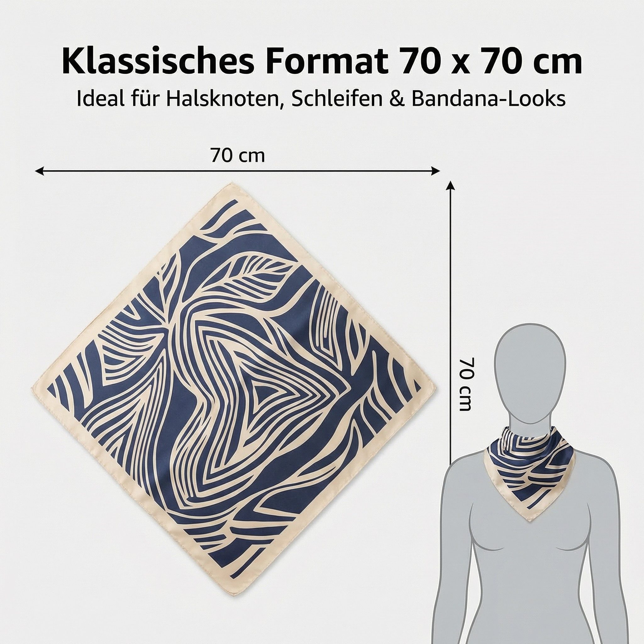 LK Trend & Style Halstuch Schal mit Ketten- und Karomuster, (Seidenoptik, leicht, weich und fließend), Multitalent