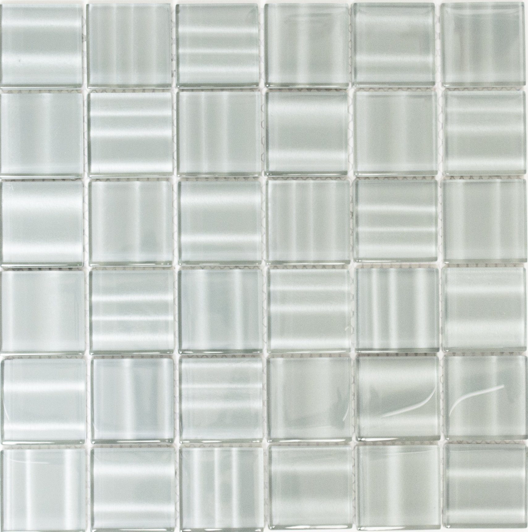 Mosani Glas Mosaikfliesen Glasmosaik Crystal Mosaikfliesen grau glänzend / 10 Matten, 29.8x29.8, Grau