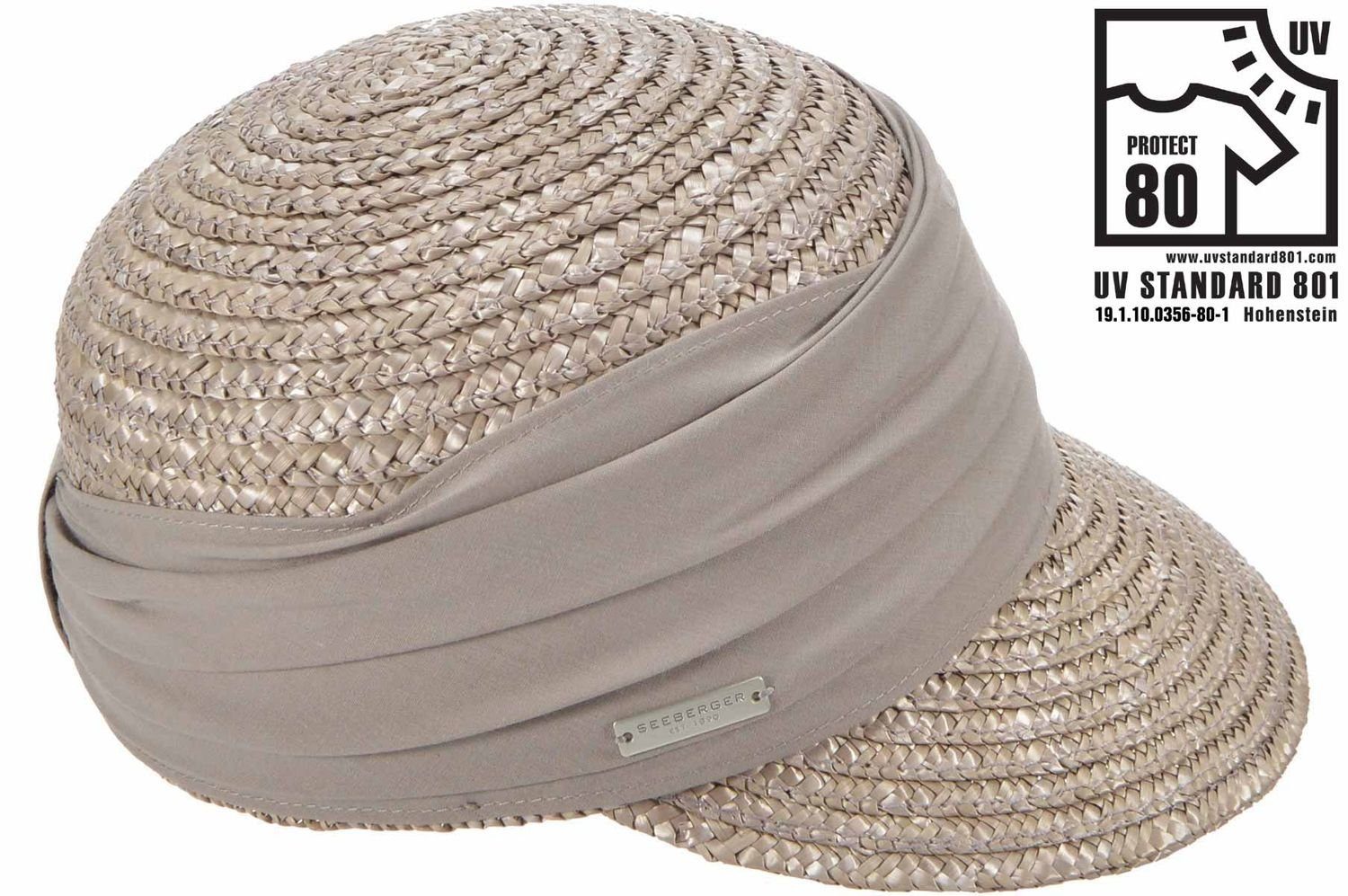 Seeberger Strohhut elegante Strohborten 80 mit 86-taupe UV Cap Schutz