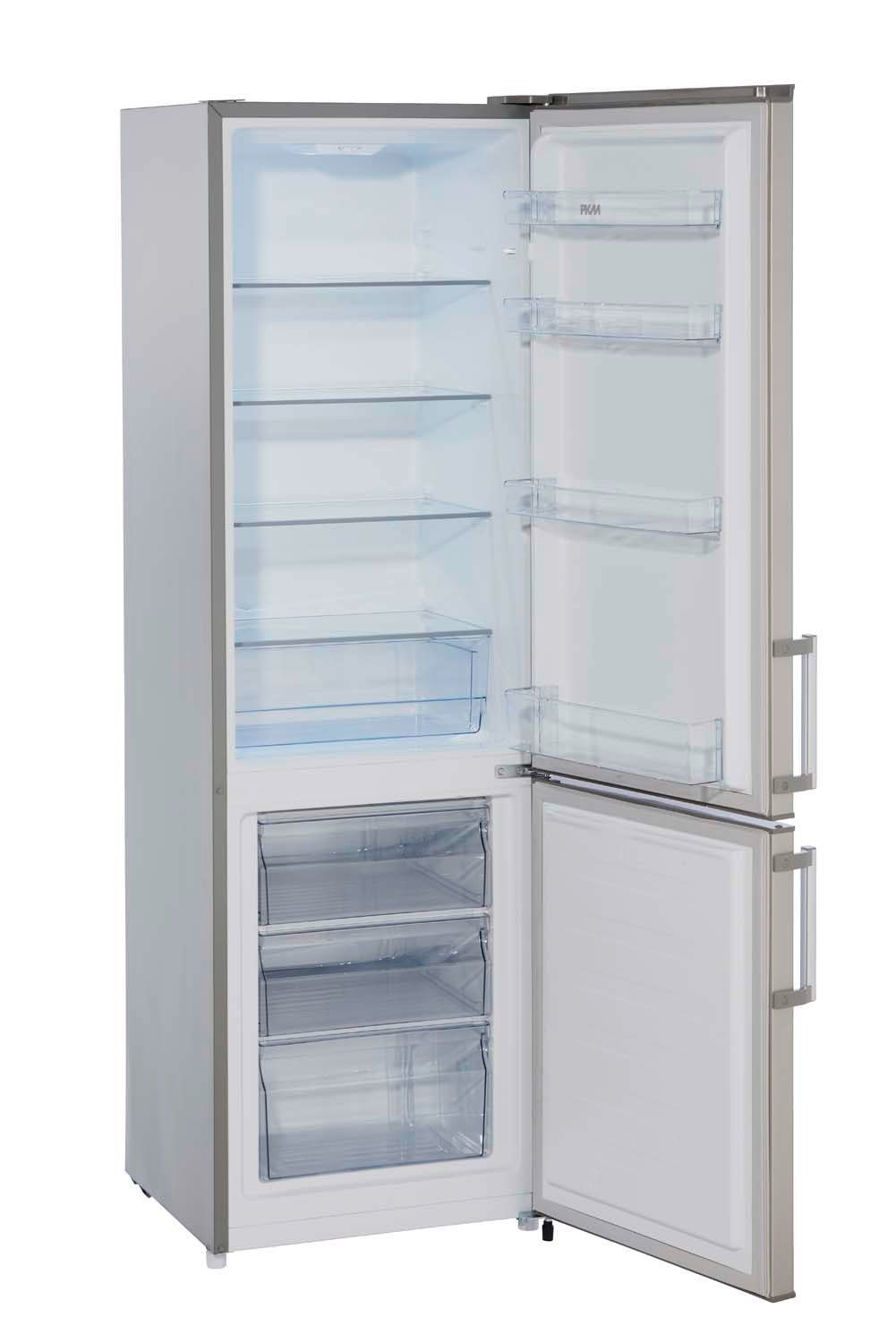 PKM Kühl-/Gefrierkombination Kühlschrank KG249.4A++IX, 180 cm hoch, 55 cm breit, Standgerät 269 Liter Inox-Design