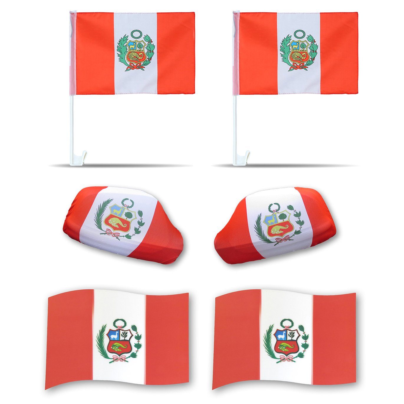 Sonia Originelli Fahne Fanpaket "Peru" 3D Außenspiegel Magnete: Flaggen, 3D-Effekt Magnet Fußball