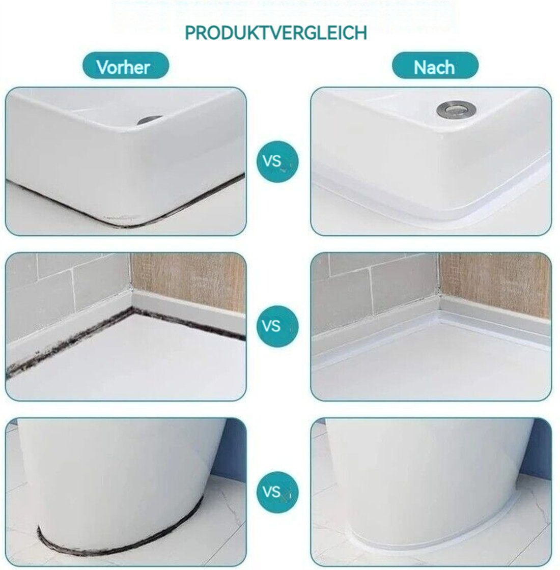 selbstklebend Badezimmer Dusche Klebeband Küche Wanne breit3.8cm DÖRÖY Wannendichtband