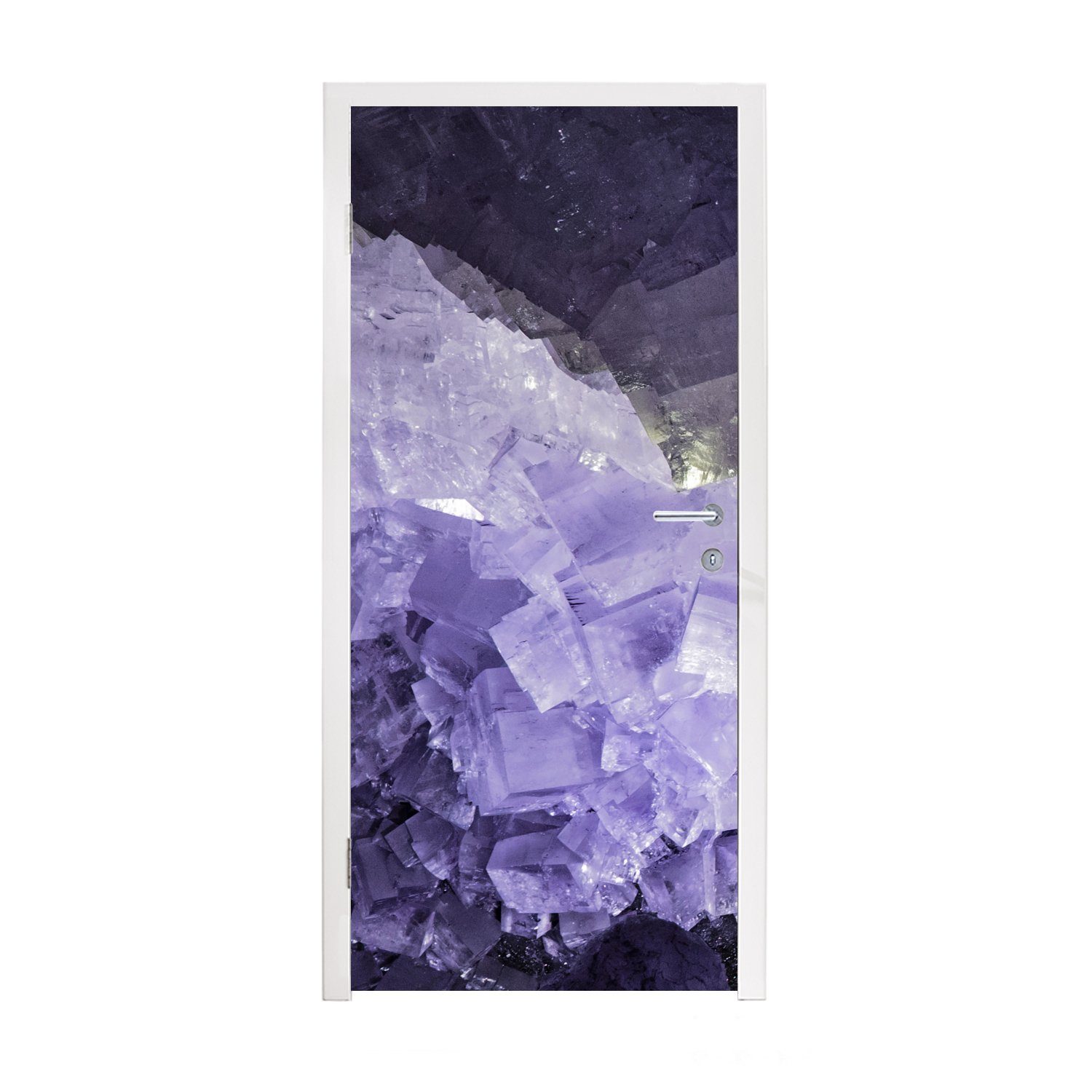 MuchoWow Türtapete Naturstein - Lila - Kristalle, Matt, bedruckt, (1 St), Fototapete für Tür, Türaufkleber, 75x205 cm