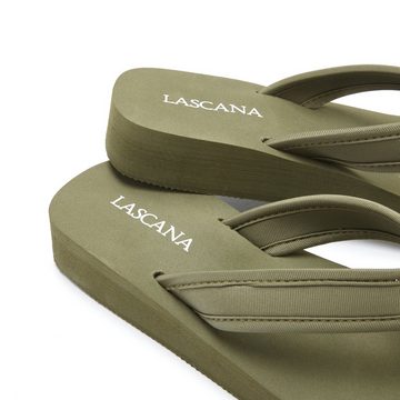 LASCANA Badezehentrenner Sandale, Pantolette, Badeschuh mit Zier Applikation VEGAN