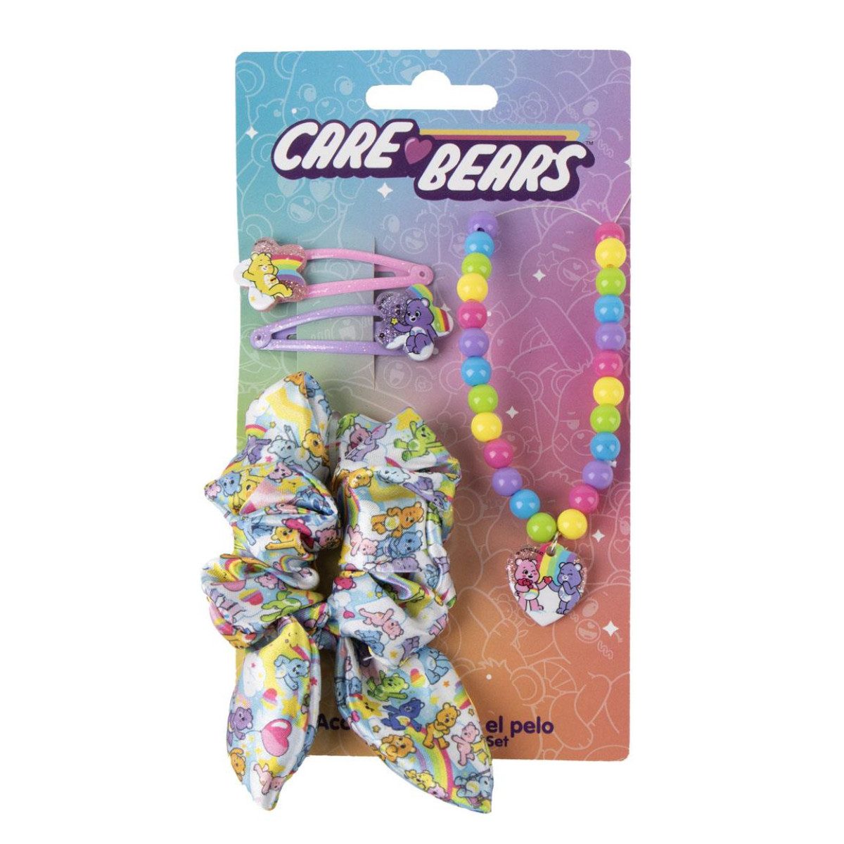 Care Bears Haarspange Beauty Set Accessoires Kinder Geschenkset mit Armband Haarclips Kette, Spar-Set, 4-tlg.