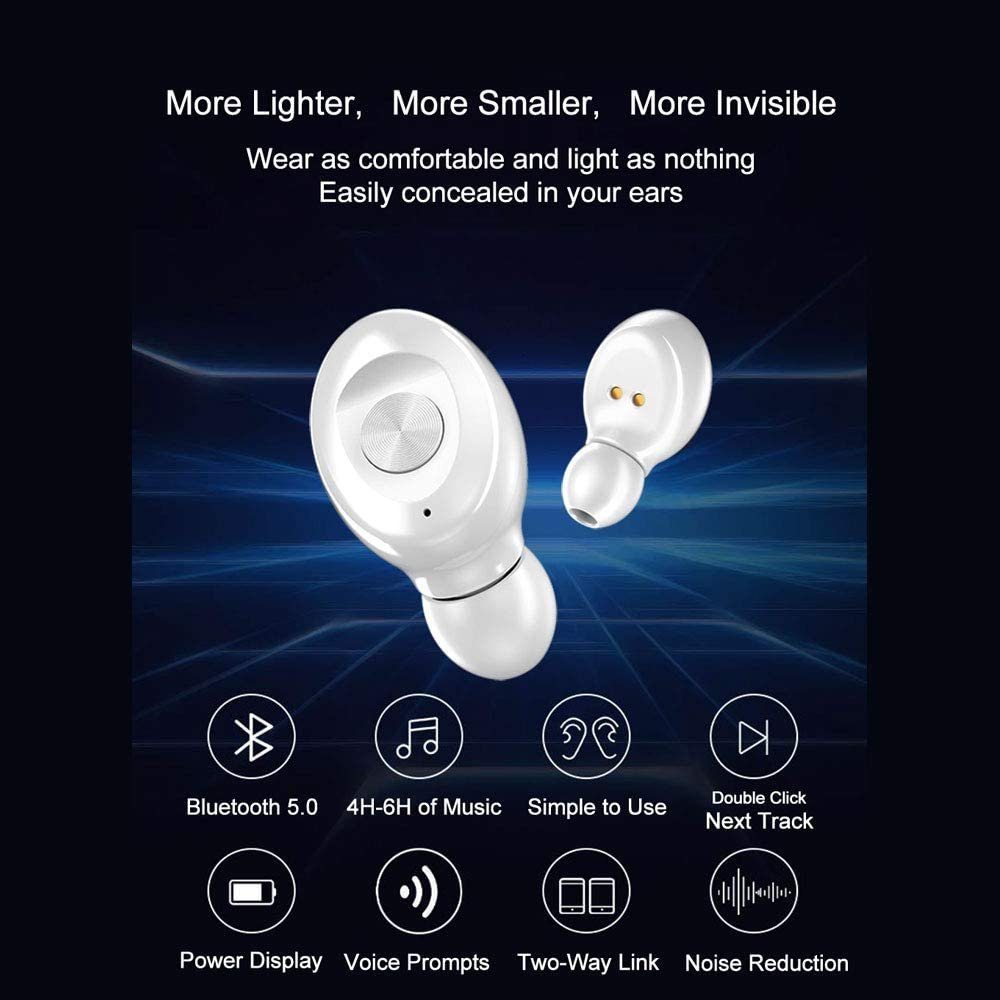 Mutoy Kabellos White Bluetooth Bluetooth In-Ear Kopfhörer, In-Ear-Kopfhörer wireless Kopfhörer 5.0 TWS