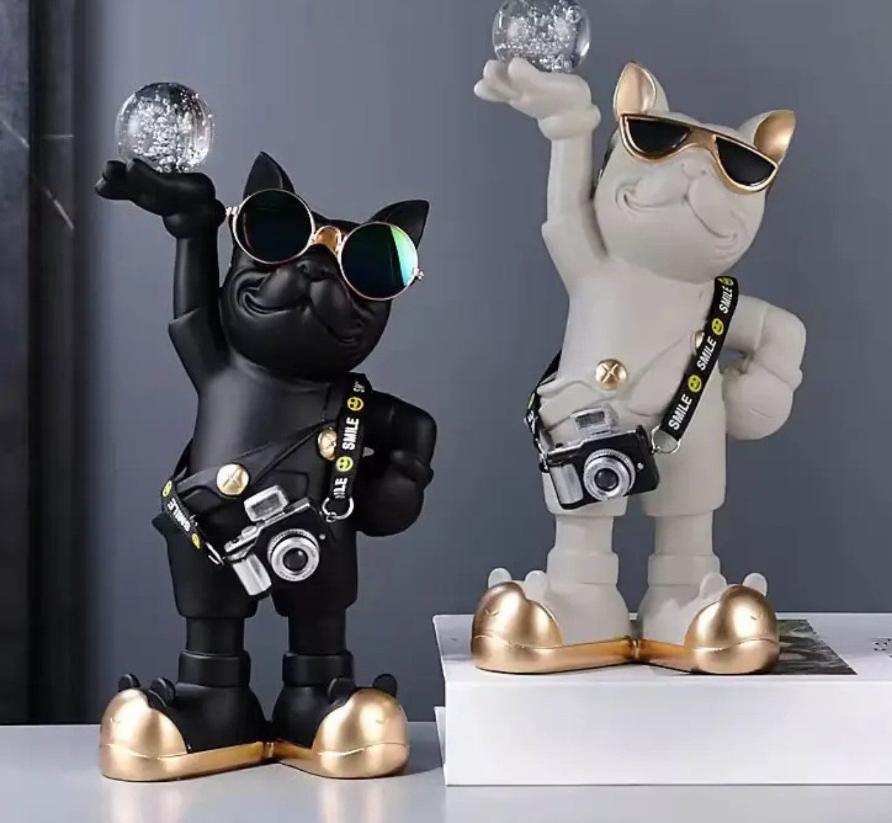 Quality Elegance Tierfigur French Bulldog Dekofigur aus Resin im Skandi-Sti günstig online kaufen