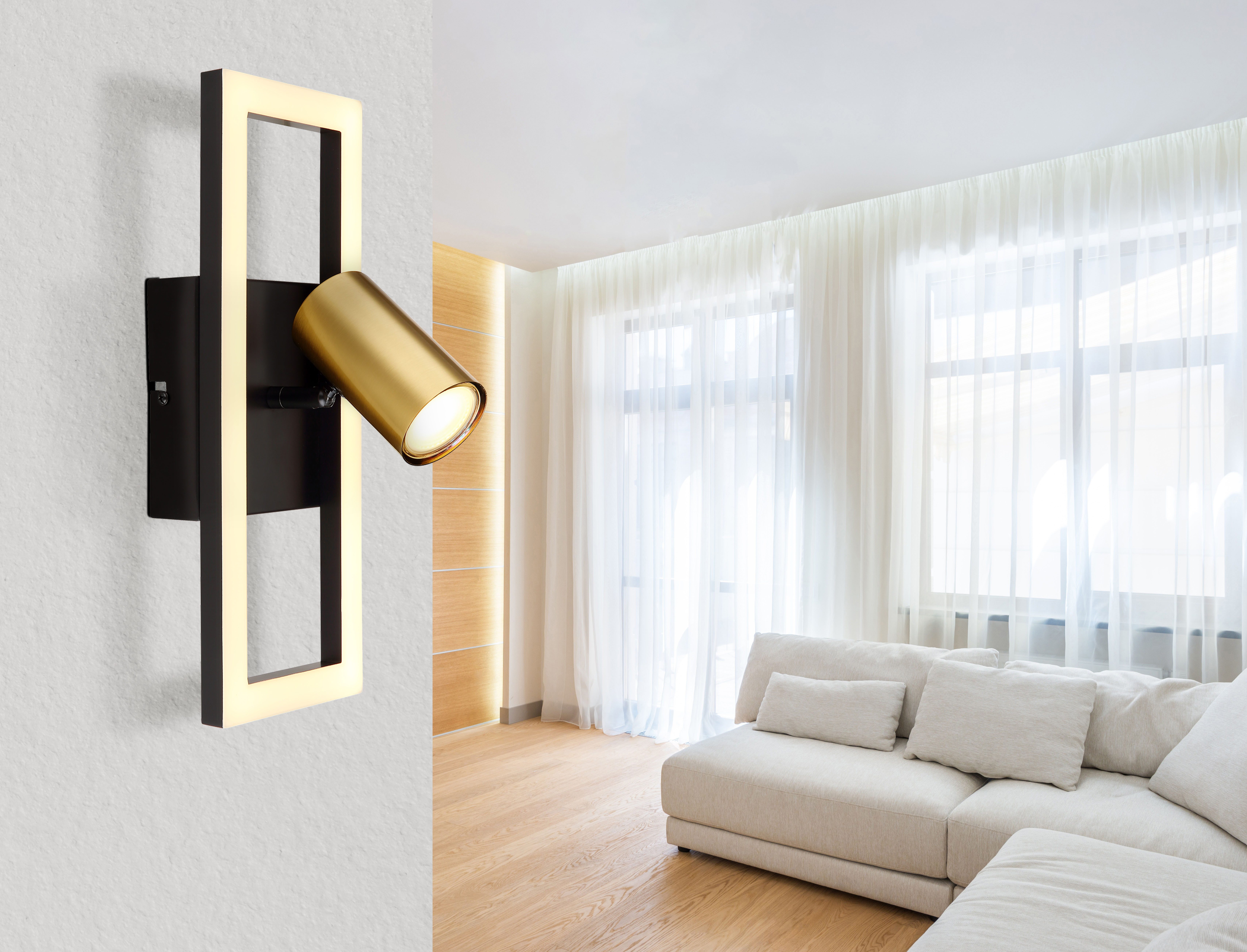 GLOBO LIGHTING LED Wandleuchte MARRIE, LED fest integriert, Warmweiß, Wandlampe/messing/opal/3000K/Flur/Wohnzimmer