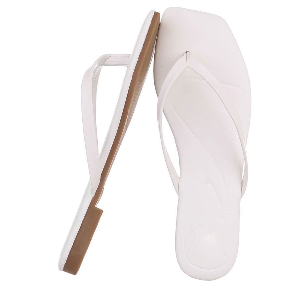 Ital-Design Minimalistische Damen Flip-Flops mit flacher Sohle Zehentrenner (91512417) Blockabsatz Zehentrenner in Weiß – Bild 2 von 5