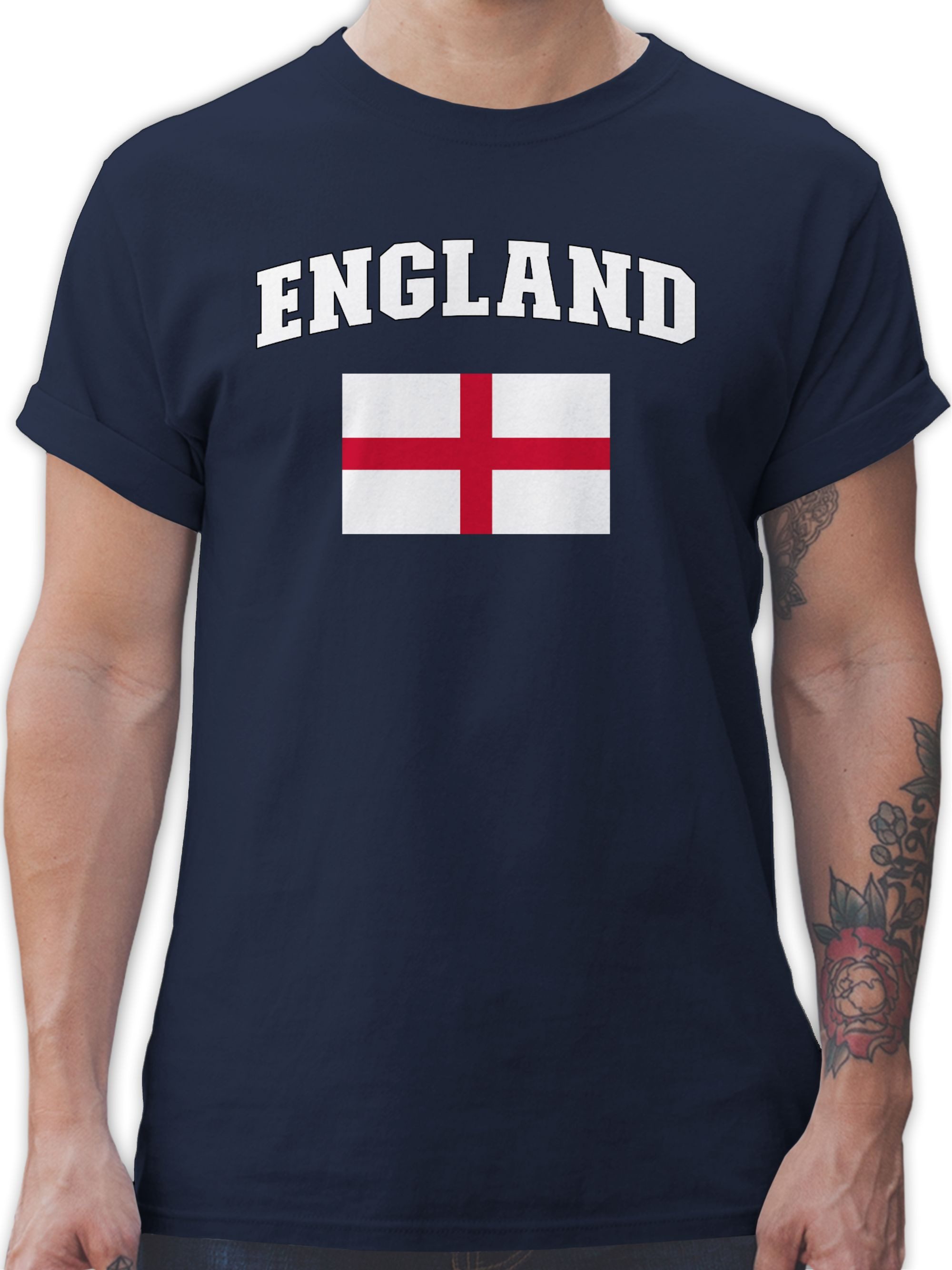 Shirtracer TShirt England Schriftzug mit Flagge, United Kingdom UK