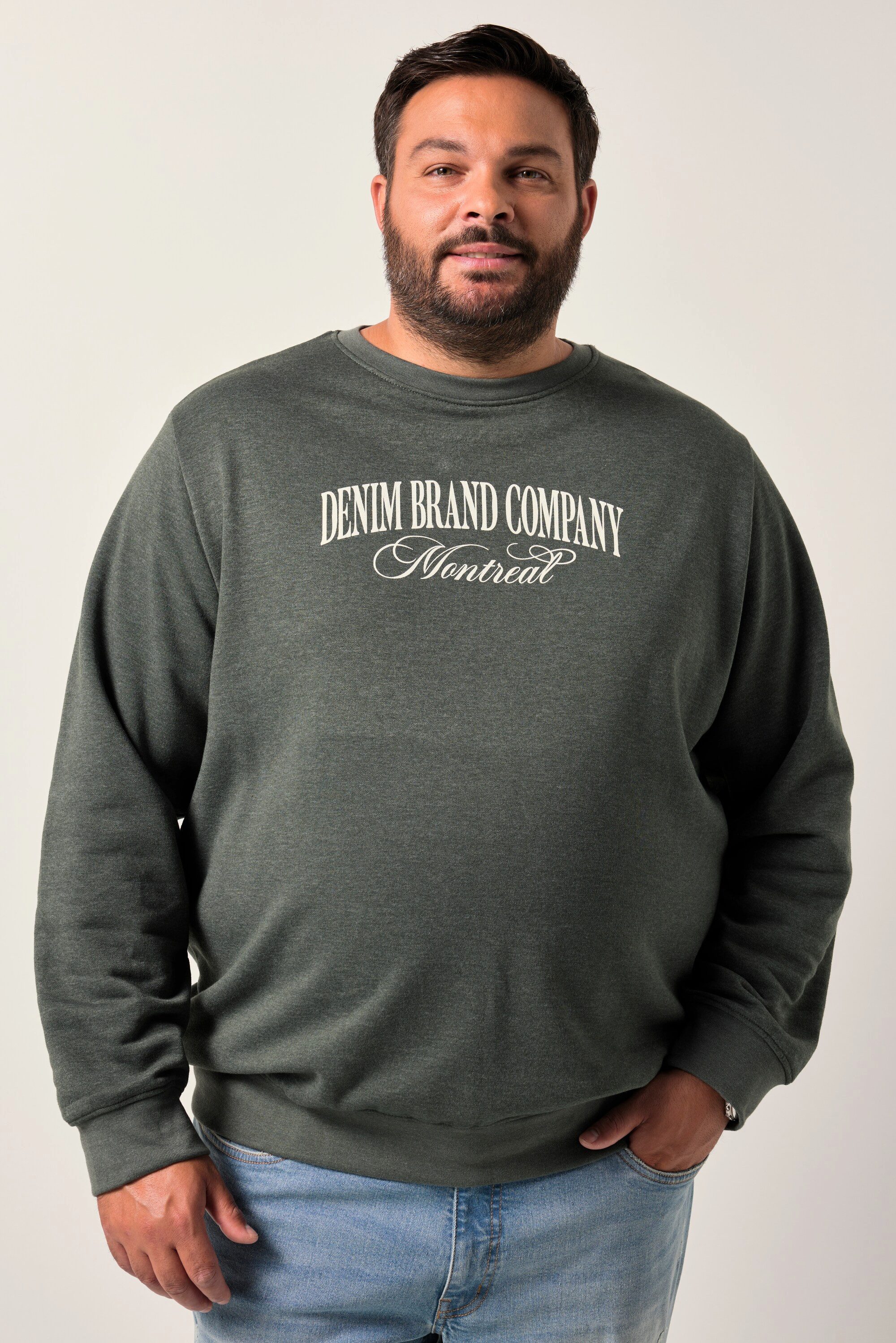 Men Plus Sweatshirt Sweatshirt Melangesweat Brustprint