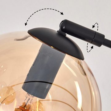 hofstein Stehlampe Stehlampe aus Metall/Glas in Schwarz/Bernsteinfarben, ohne Leuchtmittel, Leuchte mit Glasschirmen (15cm), Schalter, 5 xE14, ohne Leuchtmittel