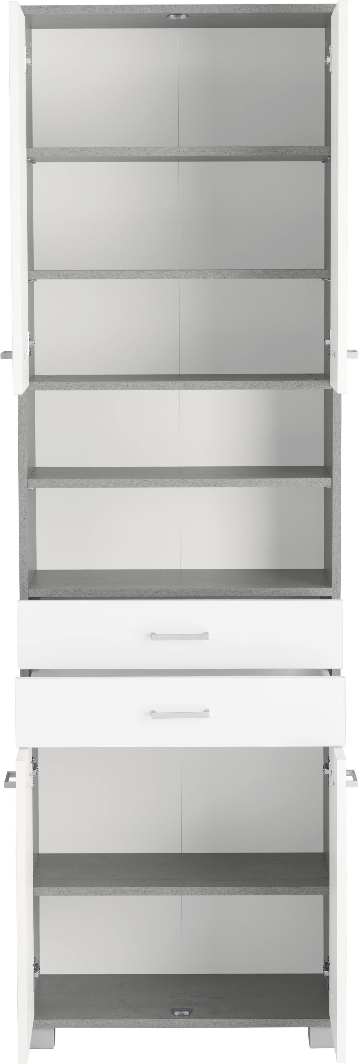 Schildmeyer Hochschrank Mobes Badschrank | 2 breiten steingrau mit steingrau/weiß cm, Schubkästen 59,8/193,7 Breite/Höhe