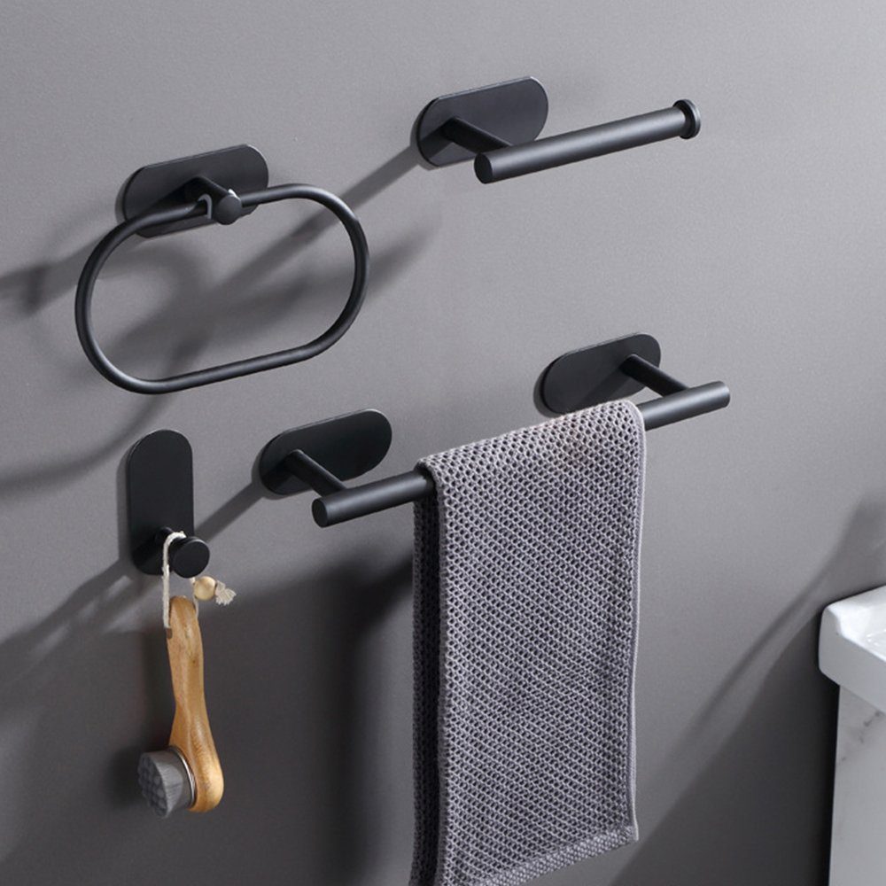 Wand Bohren Handtuchring Handtuchhalter Schwarz für Handtuchhalterung Haken mit JOEAIS Badezimmer Edelstahl, Ohne Handtuchhalter