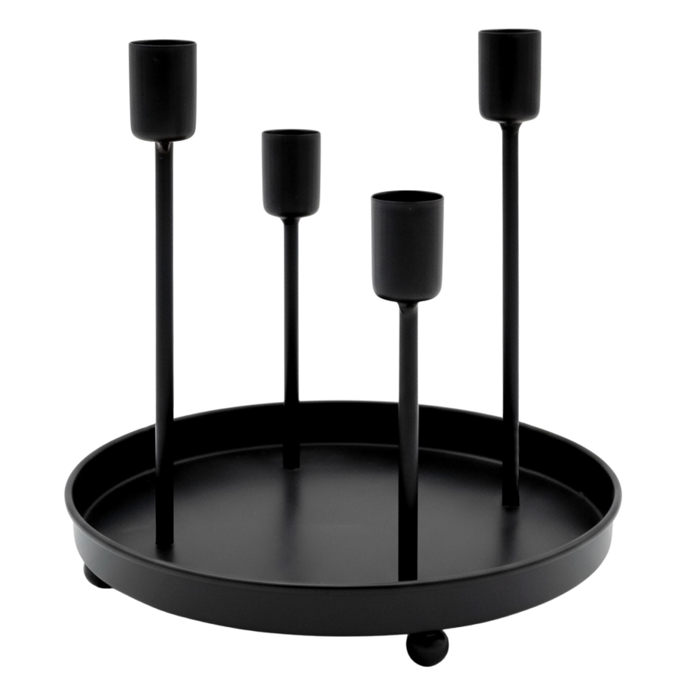 Spetebo Adventsleuchter Metall Kerzenständer schwarz rund für 4 Stabkerzen günstig online kaufen