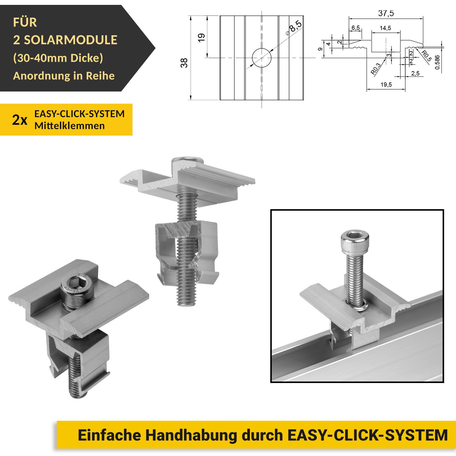 avoltik Solarmodul-Halterung Solar Halterung Montageset Schiene 400mm Flachach für 1-4 Solarmodule, (Solar Halterung Flachdach Montageset mit 400mm Montageschie – Bild 5 von 5