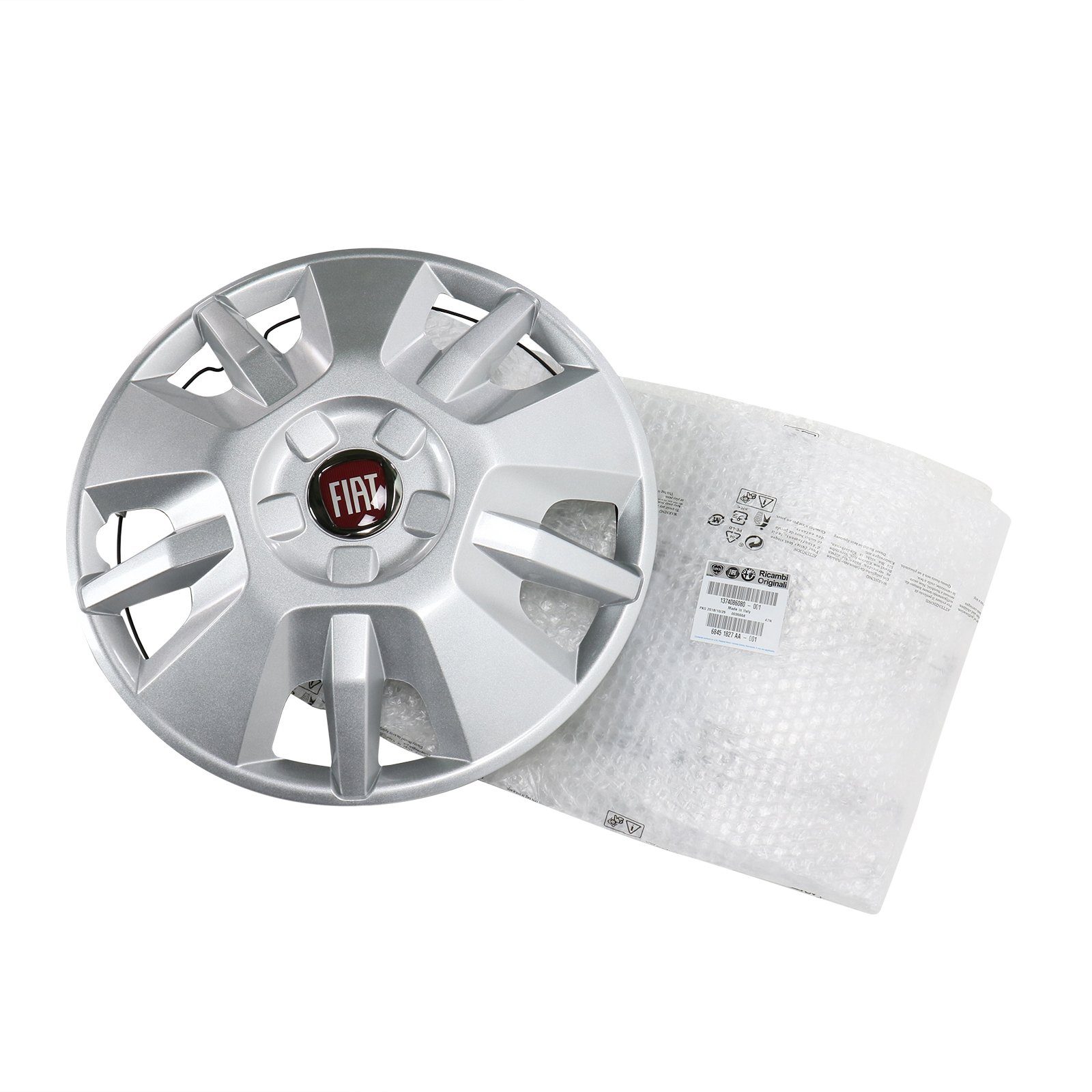 FIAT Radkappe Original Radkappe Radblende 15 Zoll Silber 1374086080, 15 in Zoll, (1-St) Mit rotem Fiat Emblem