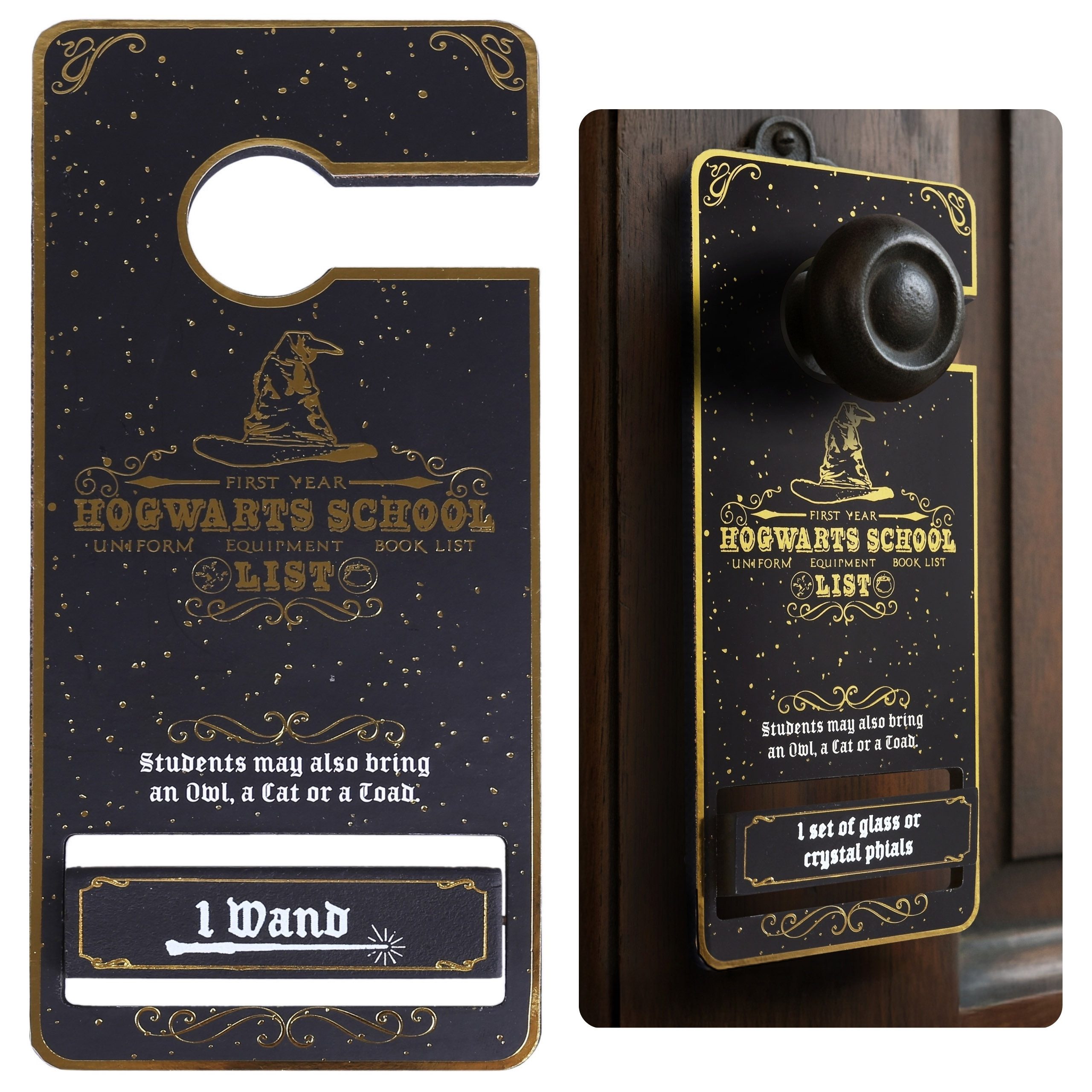 Harry Potter Papierdekoration Harry Potter Hogwarts Türgriffanhänger Schwarz-Gold 9x20cm FAN
