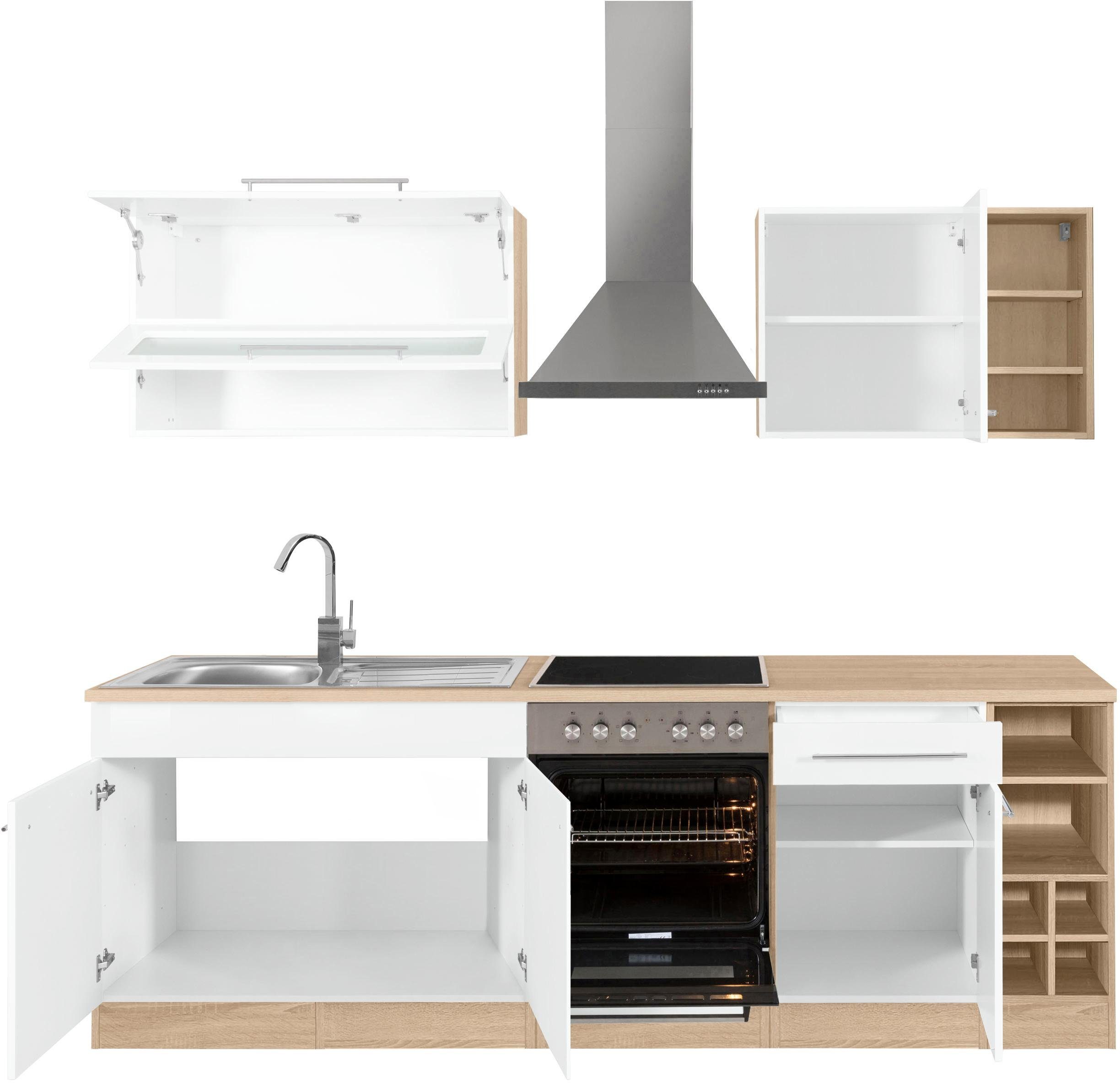 KOCHSTATION Küchenzeile KS-Eton, mit E-Geräten, Breite 240 cm