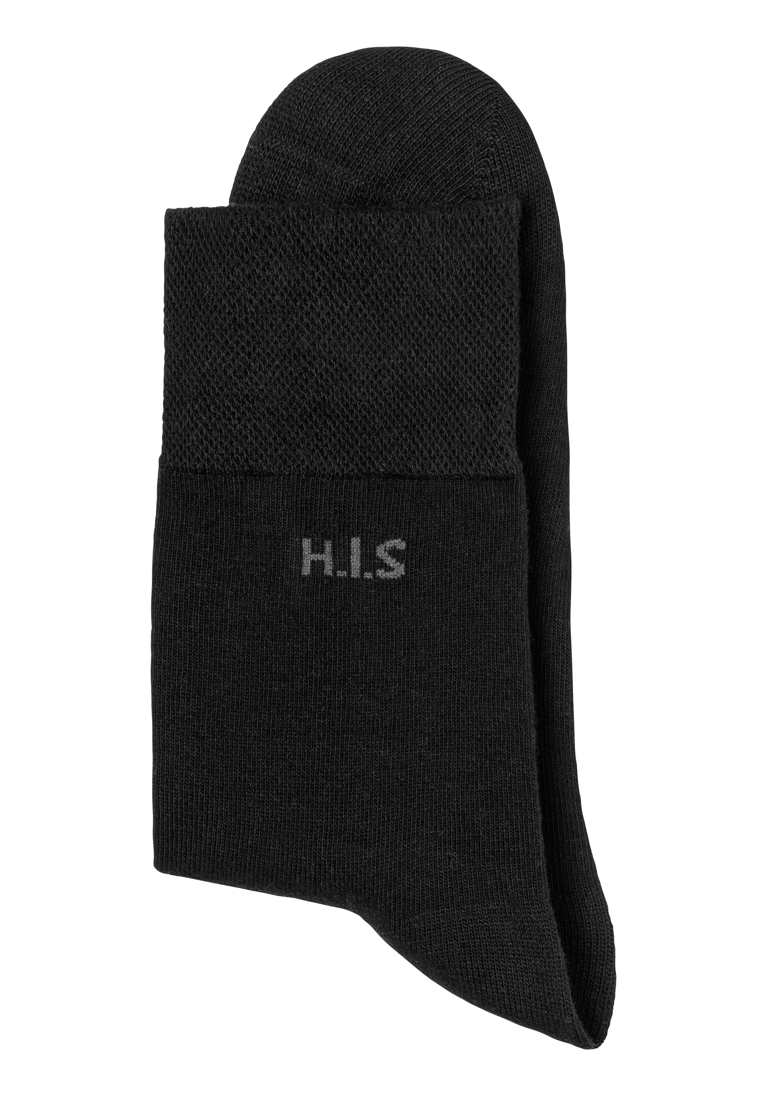 ohne (Packung, Gummi schwarz H.I.S 12-Paar) einschneidendes 12x Socken