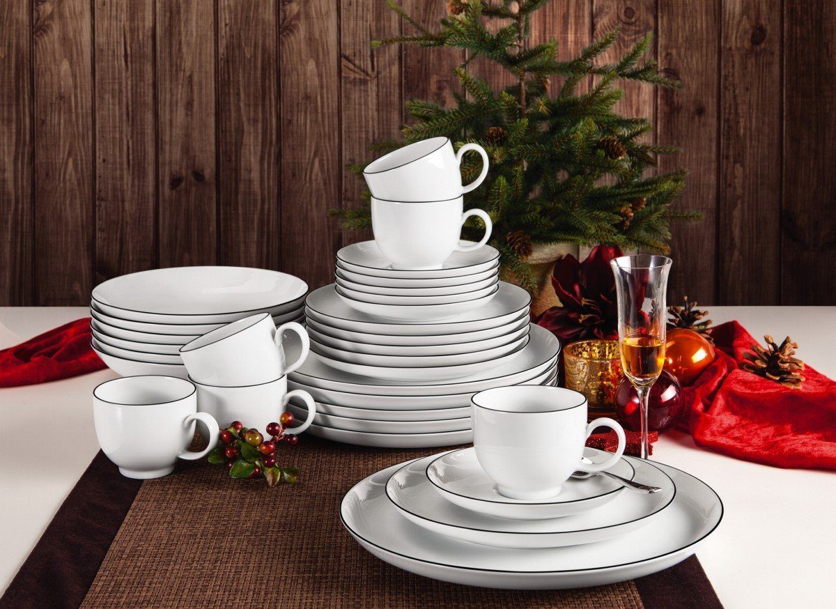 Seltmann Weiden Kombiservice Kombiservice 30-teilig (30-tlg), 6 Personen, Porzellan, Porzellan, spülmaschinenfest, mikrowellengeeignet, Made in Germany
