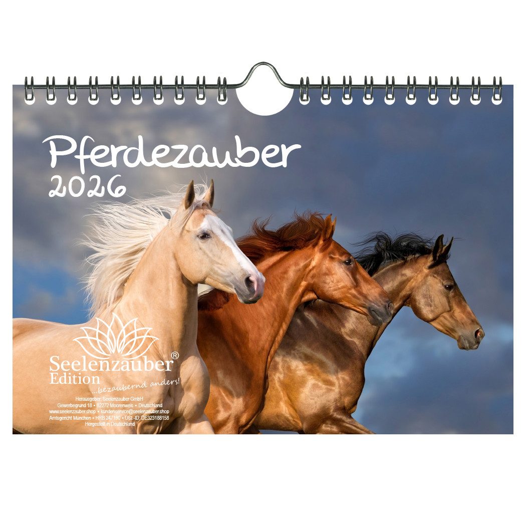 Seelenzauber Wandkalender Pferdezauber DIN A5 Kalender für 2026 Pferde und Fohlen - Seelenzauber