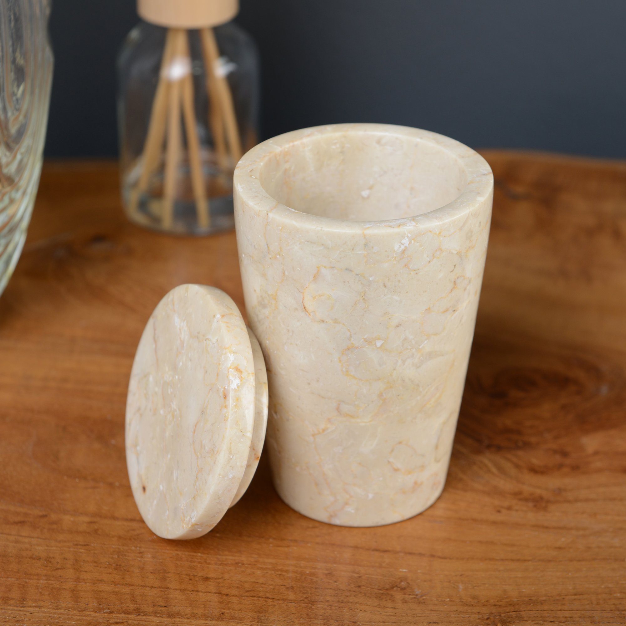 wohnfreuden Aufbewahrungsdose Marmor Aufbewahrungsdose mit Deckel creme