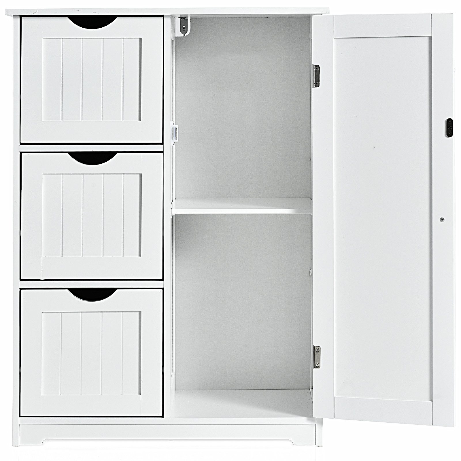 COSTWAY Badkommode, 3 Schubladen,mit verstellbarer Ablage,30 x 60 x 81 cm