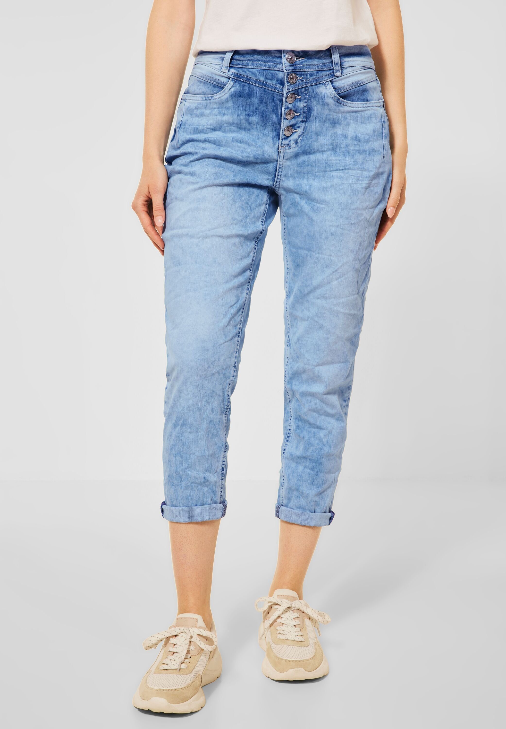 Damen Jeans STREET ONE Bequeme Jeans Street One - Loose Fit Jeans Mom Style in Light Bl (1-tlg) Taschen