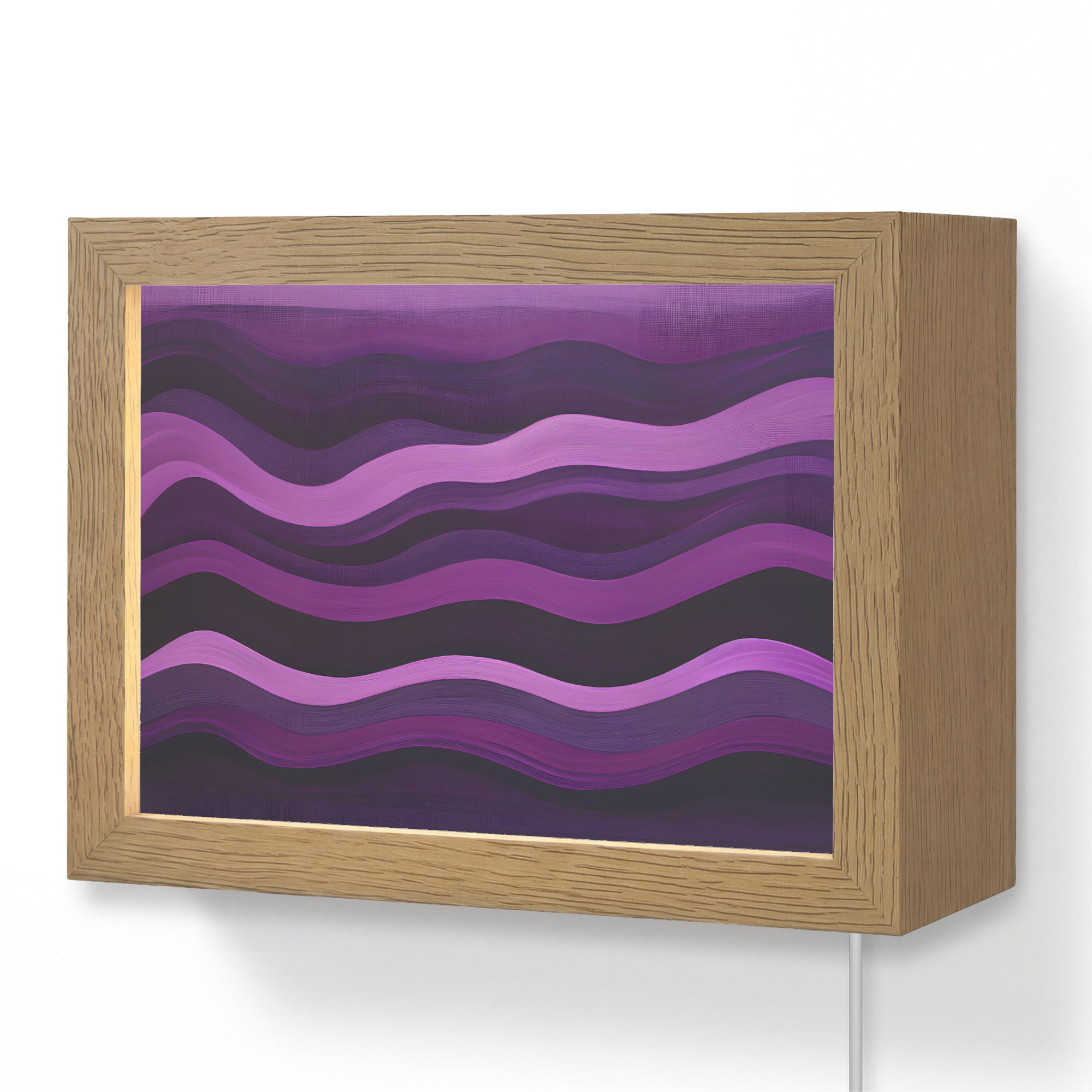 OnlyWow Wandleuchte Lightbox Linien - Wellen - Lila - Abstrakt, Dimmbar, Farbwechsel, LED, Warmweiß, Kaltweiß, Neutralweiß Einstellbar, Wandlampe Innen, Dimmbar, mit Kabel, LED, Modern, Flur