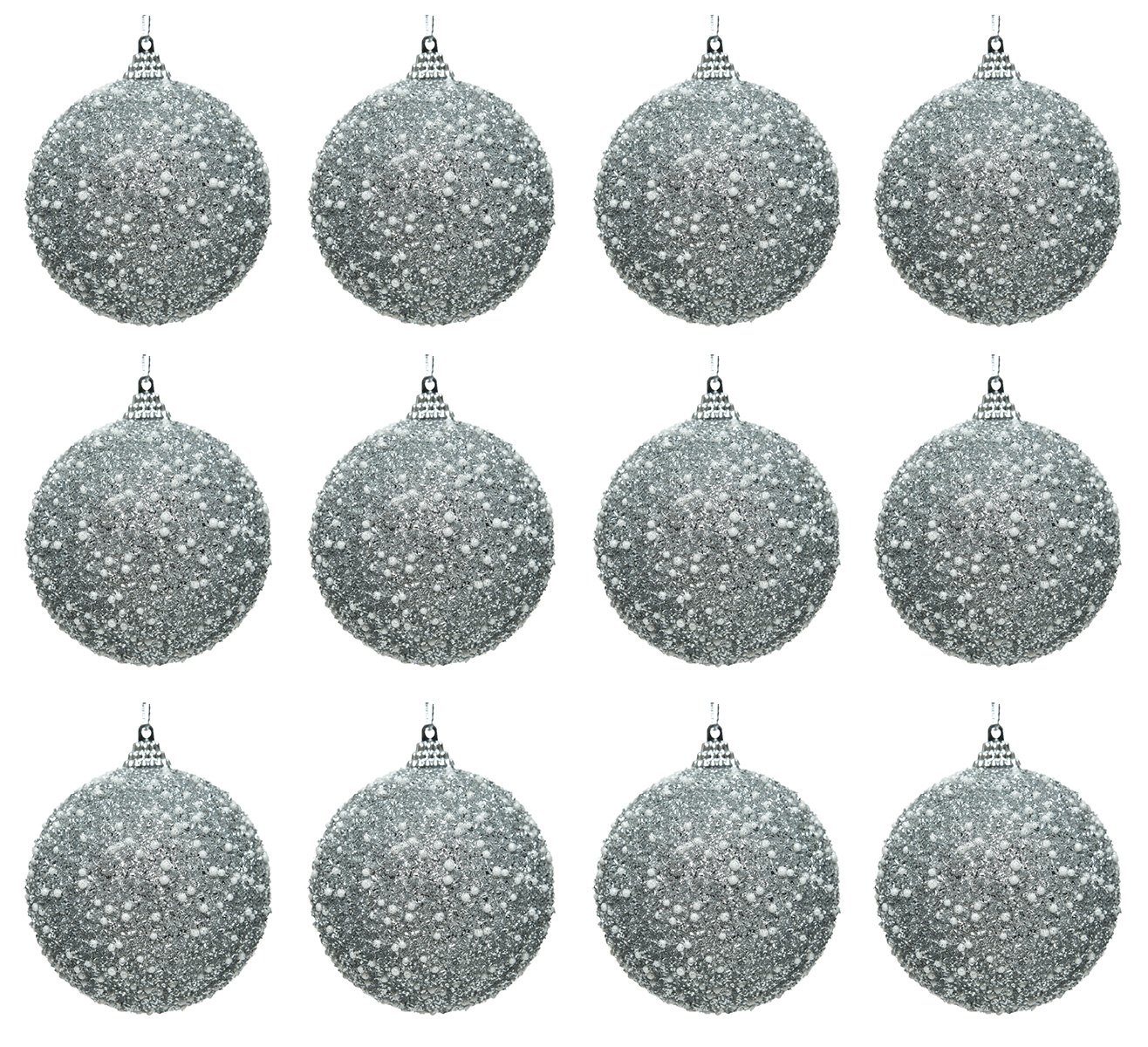 Silber Weihnachtsbaumkugel, season Perlen Weihnachtskugeln Kunststoff 8cm Glitzer / decorations - Set Decoris 12er