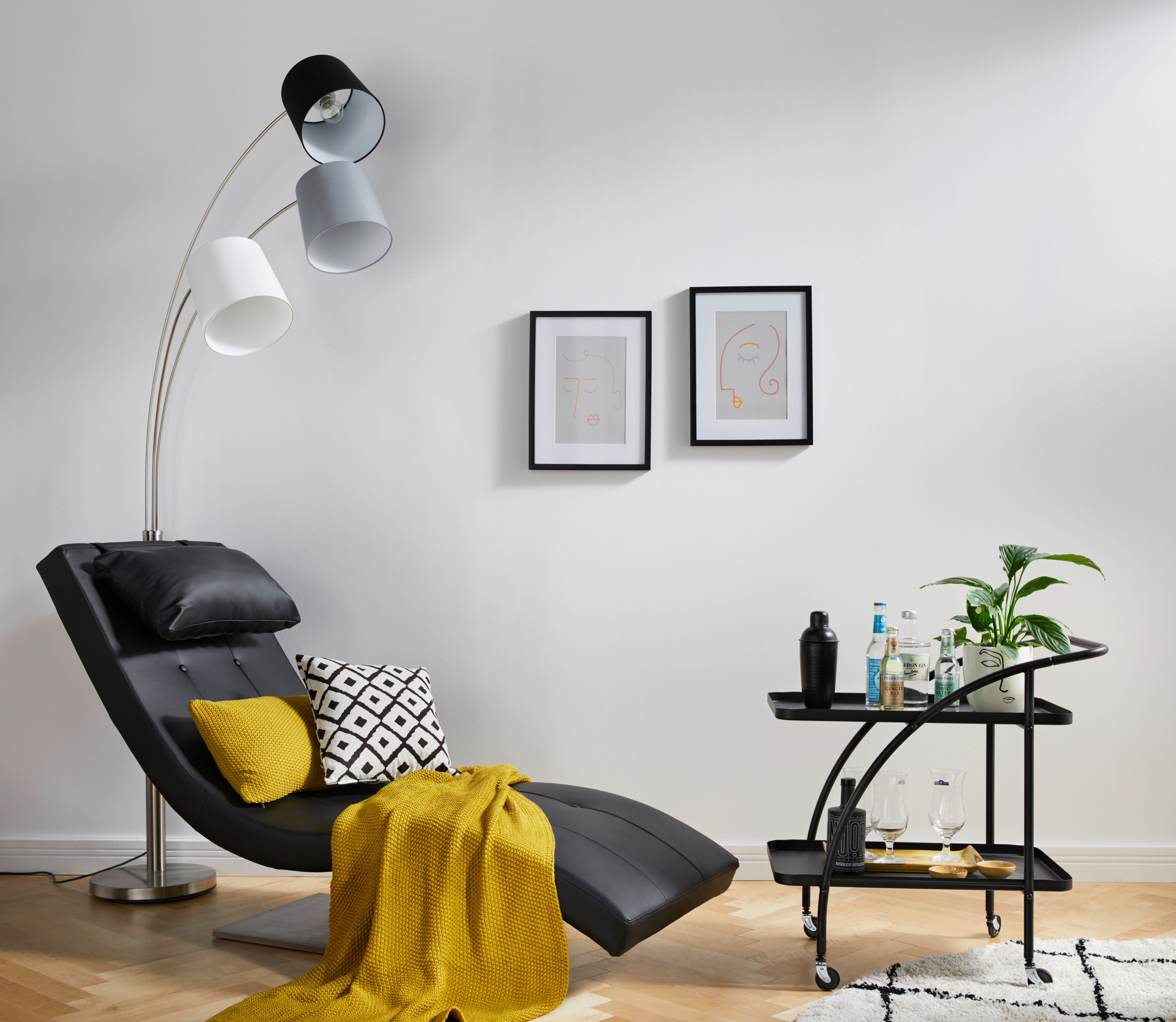 JUST LIGHT Stehlampe MELVIN, ohne Leuchtmittel, weiß, grau, schwarz, Kippschalter an der Stehleuchte, Metall u. Stoff