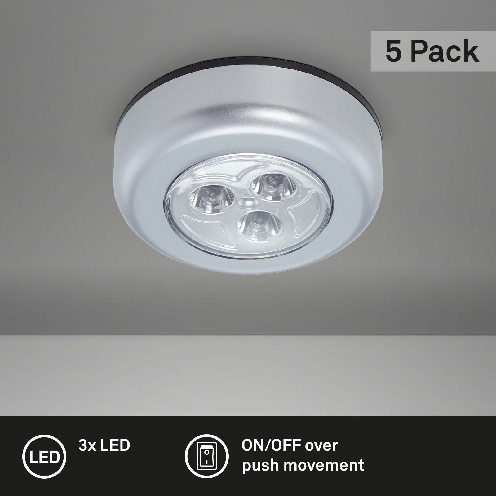 Briloner Leuchten LED Unterbauleuchte LED Push Light, titanfarbig, 5er-Set, je 3xLED, LED fest integriert – Bild 5 von 5