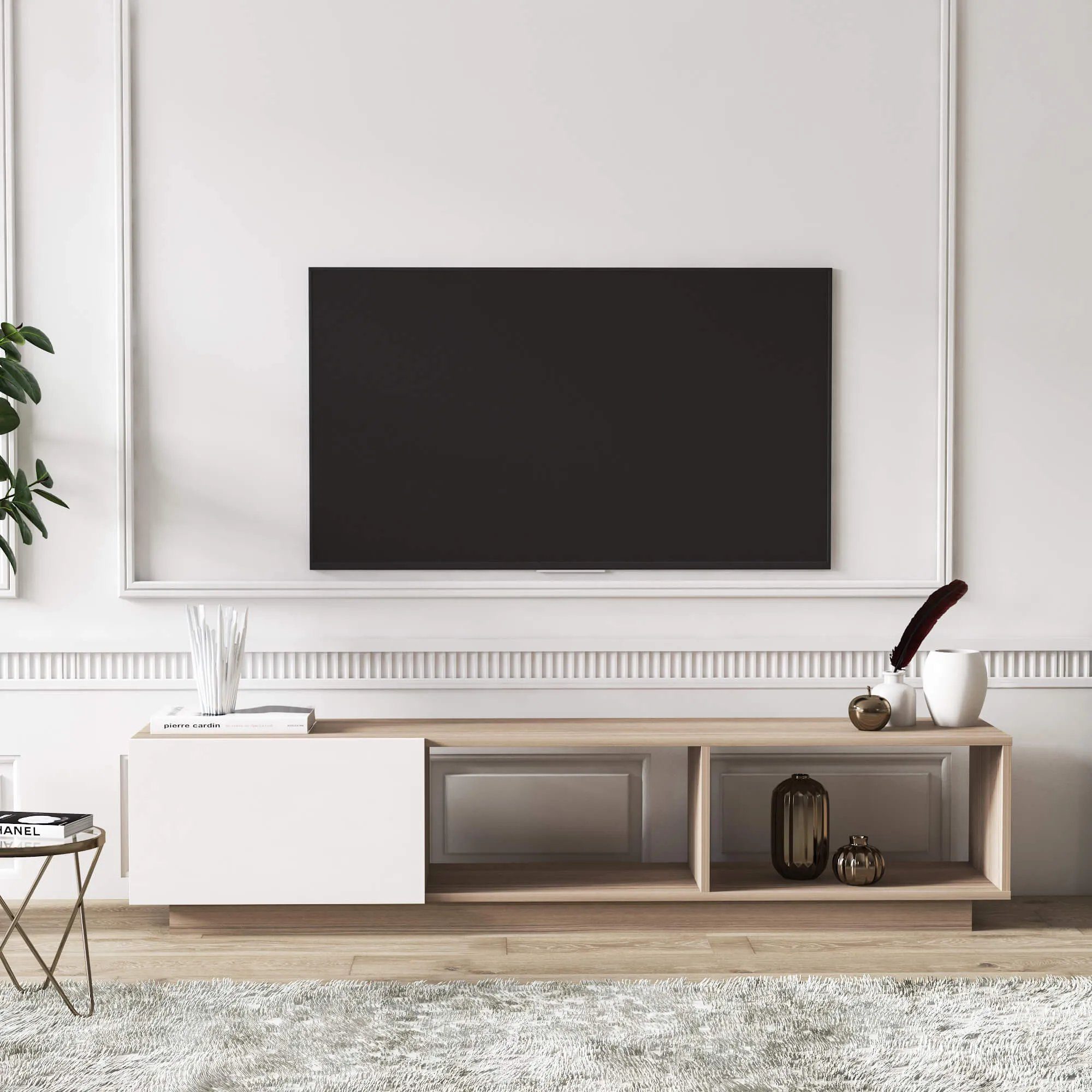 Minimadecor TV-Schrank Lepando TV-Schrank Hochglanz cm cm Weiß 38 x 180 cm 40 x