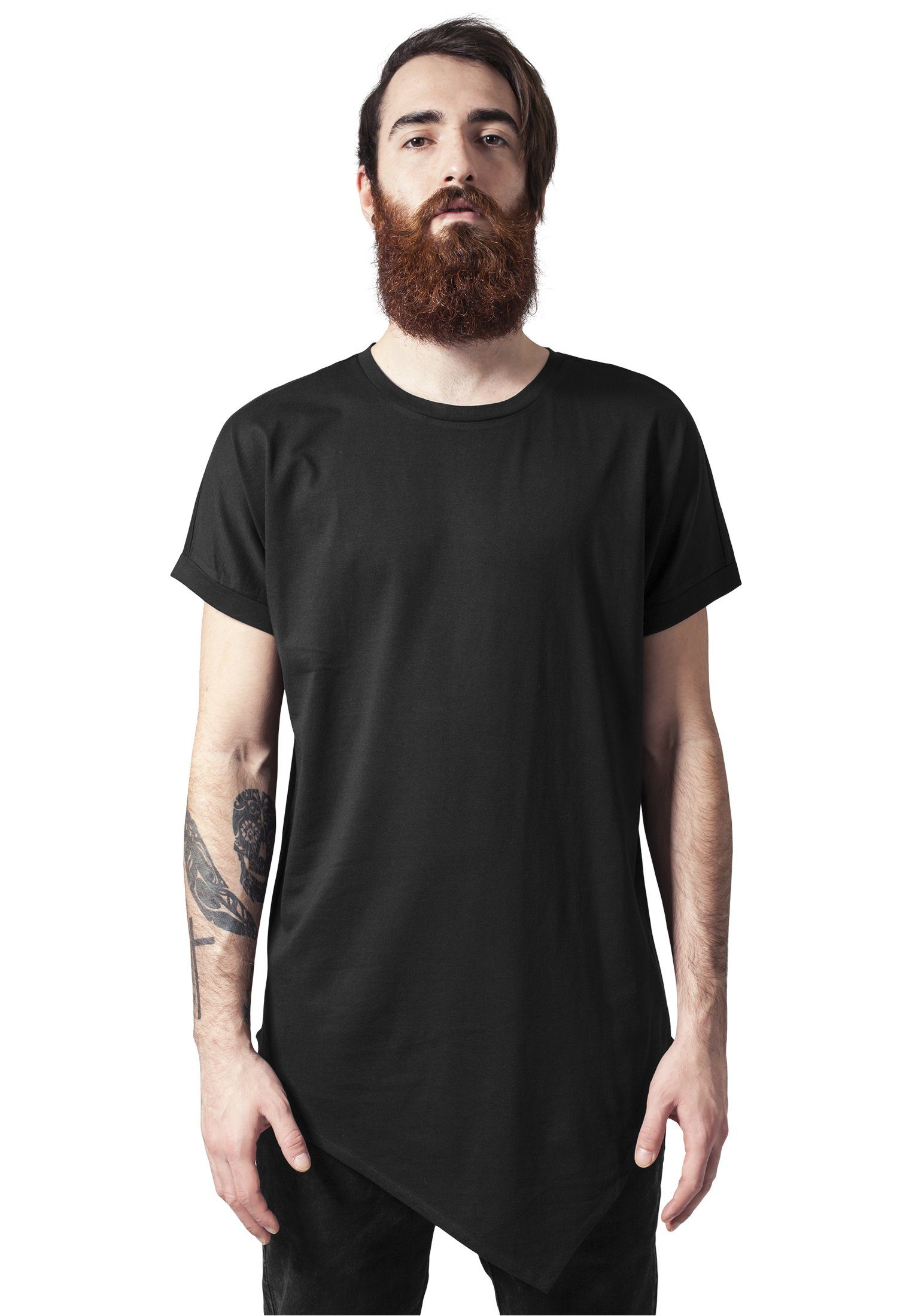 URBAN CLASSICS Kurzarmshirt Herren Asymetric Long Tee (1-tlg) black | T-Shirts