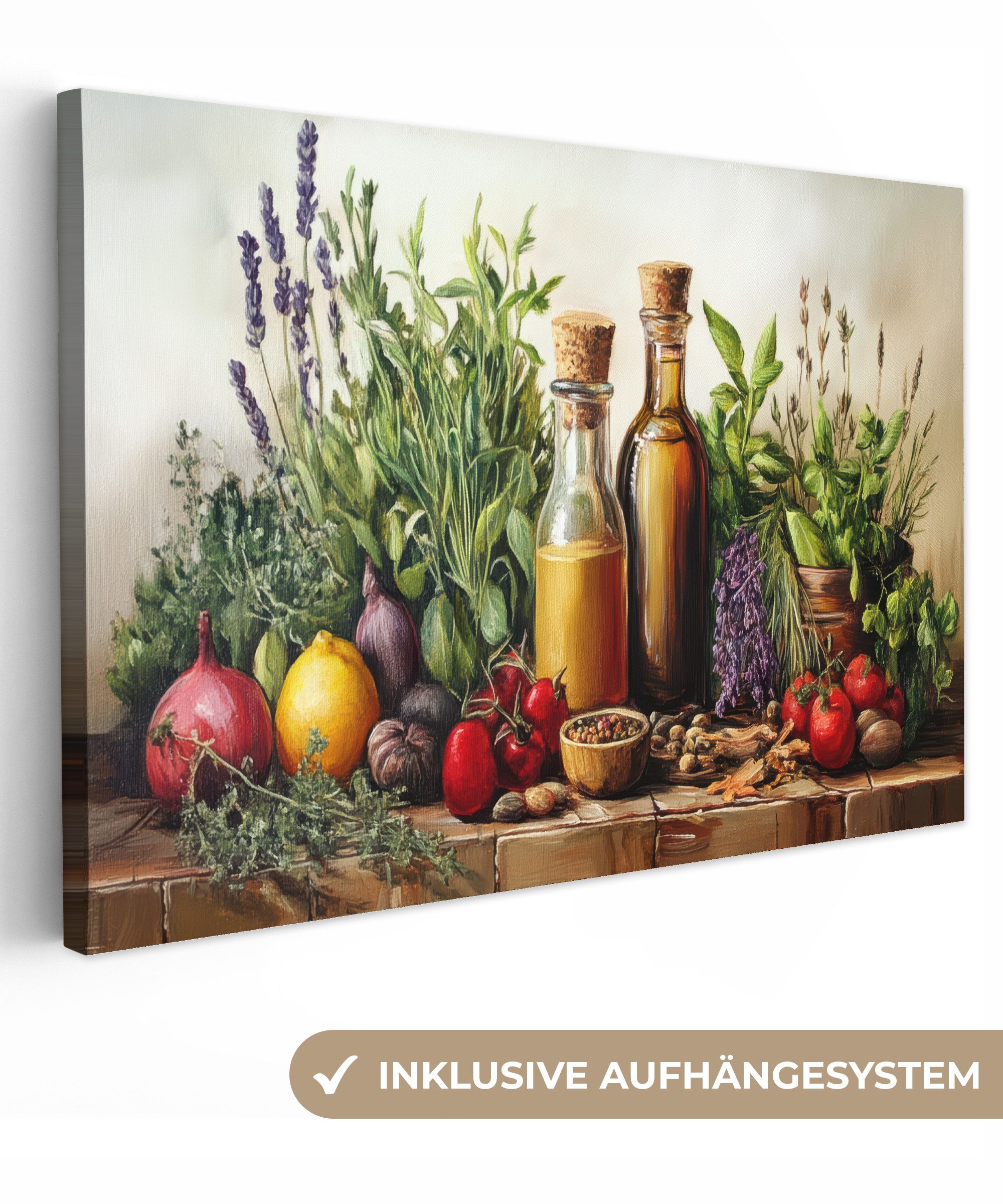 OneMillionCanvasses® Leinwandbild Stilleben - Kräuter - Gewürze - Früchte - günstig online kaufen