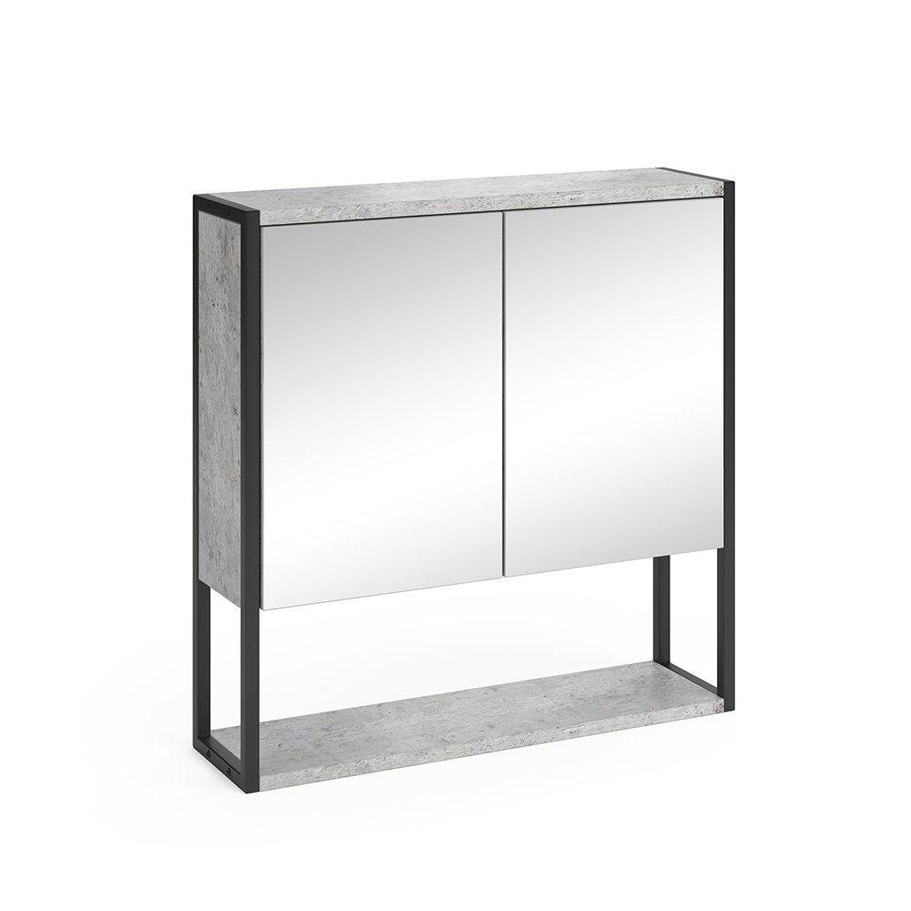 Vicco Badezimmerspiegelschrank Fyrk, Beton/Schwarz, 60 x günstig online kaufen