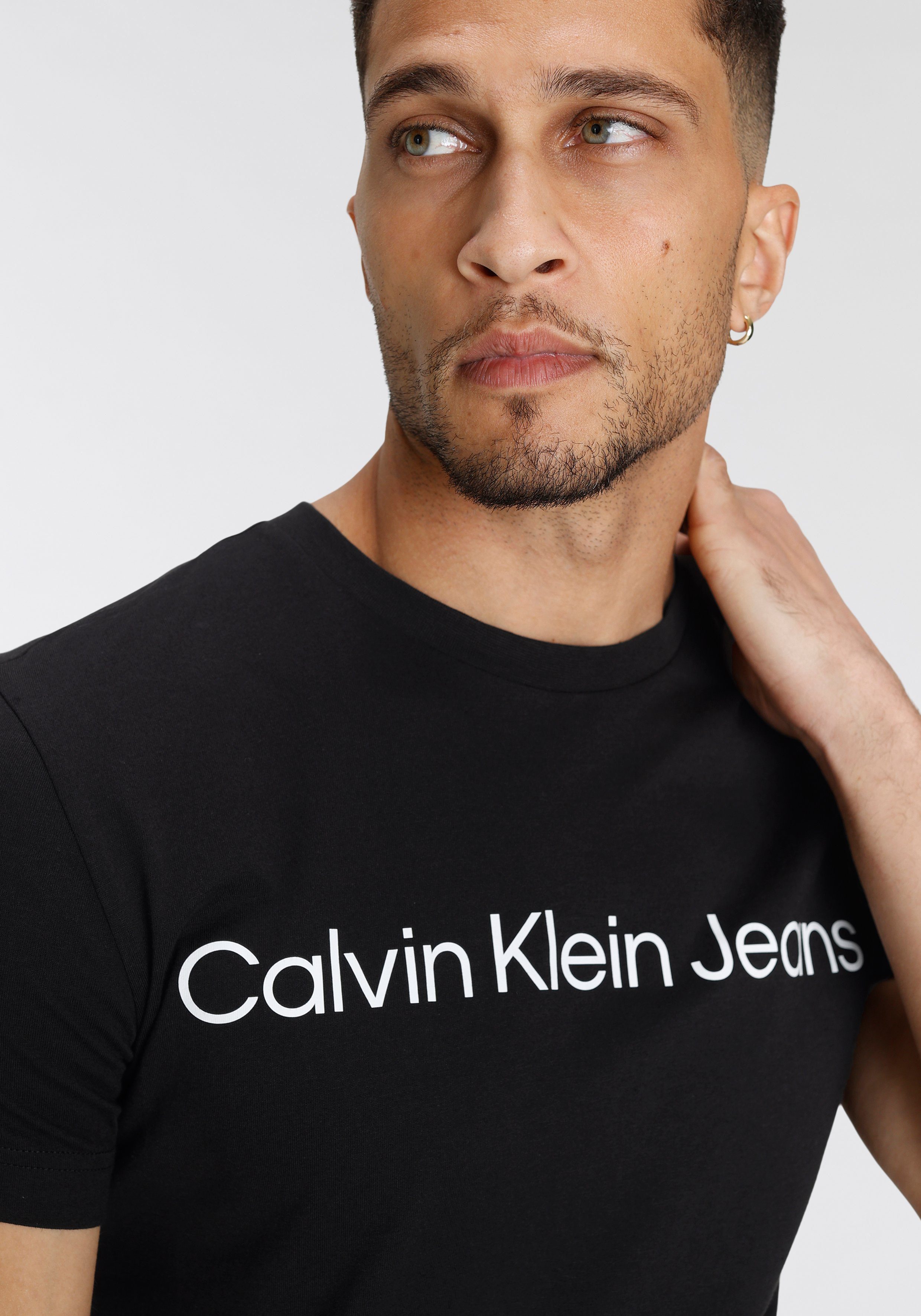 CORE Jeans Calvin LOGO Black Ck Klein T-Shirt INSTITUTIONAL SLIM TEE