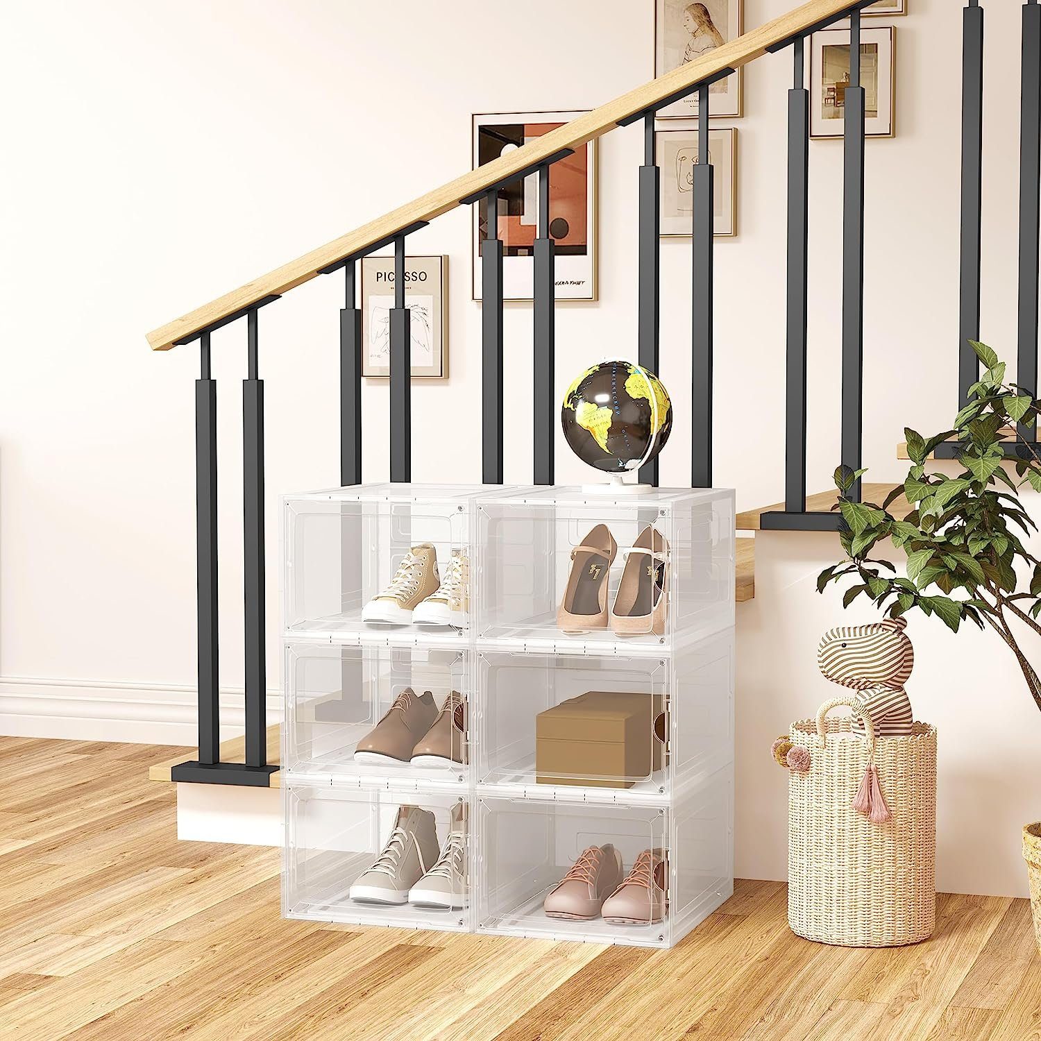 Thumbnail - Woltu Schuhbox Aufbewahrungsboxen (6 St), stapelbar Schuhschrank mit magnetischer Tür