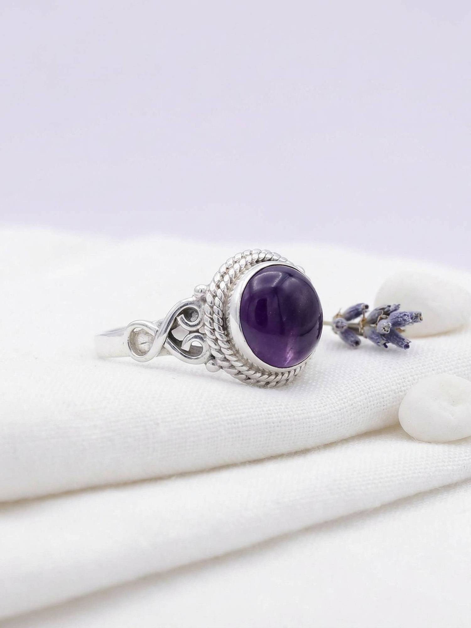 mantraroma Silberring BAGHIMI rund aus 925 Silber mit Amethyst (Ring mit Sc günstig online kaufen
