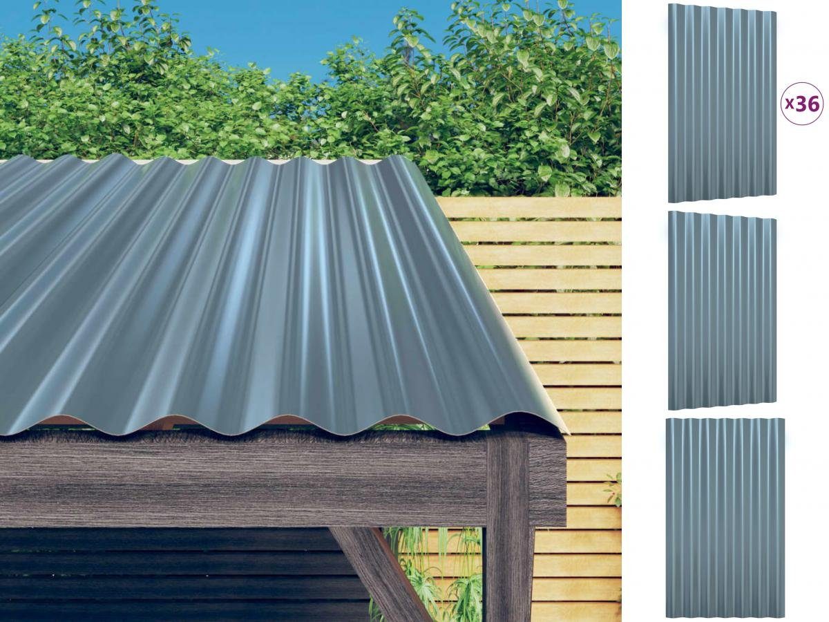 vidaXL Dachschindeln Dachpaneele 36 Stk Pulverbeschichteter Stahl Grau 60x36 cm Dacheindeck